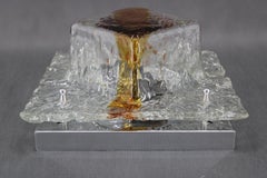 1970s Flush-Mount Light with Murano Glass , Italy