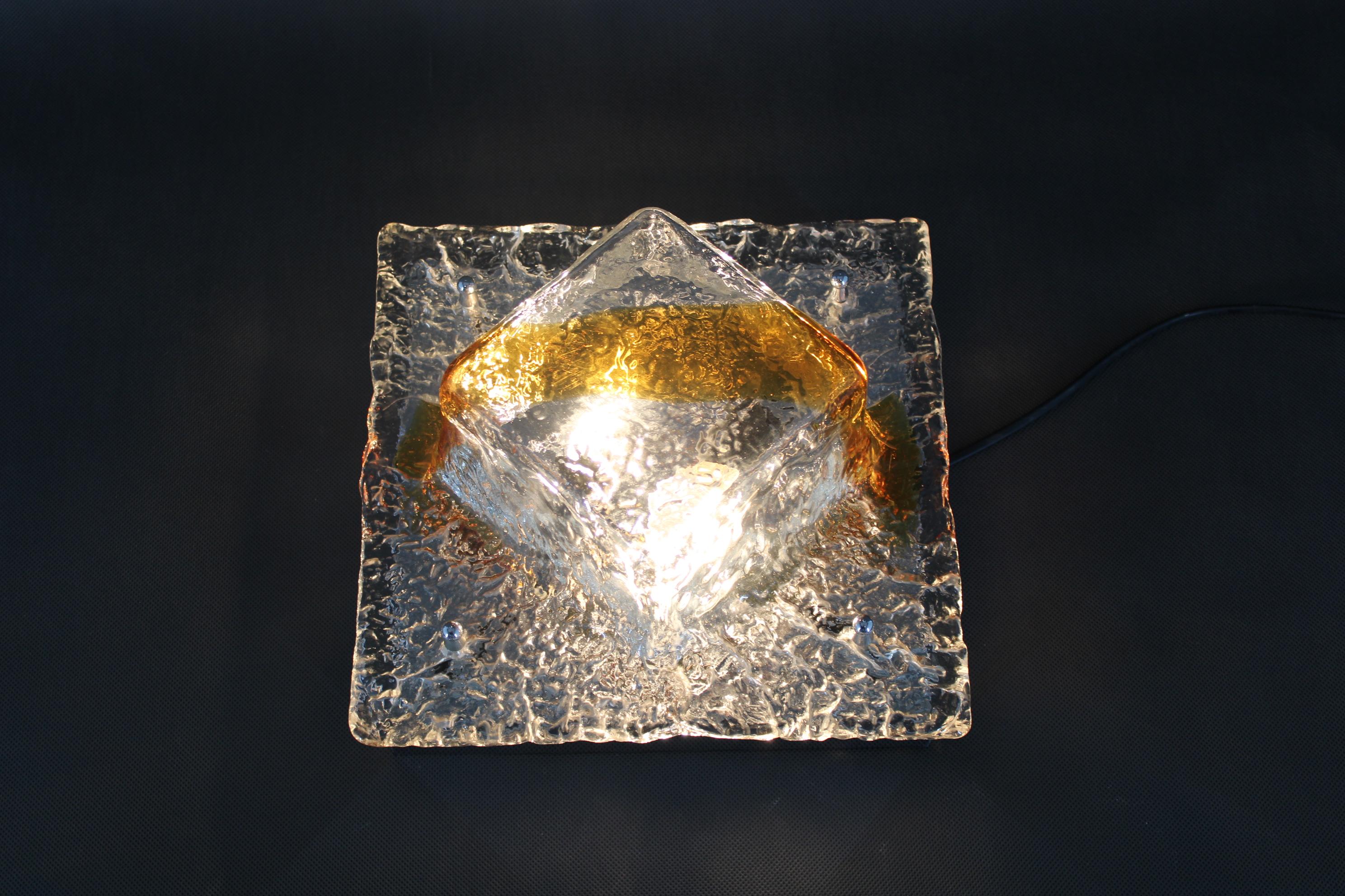 Lampe encastrée des années 1970 avec verre de Murano, Italie en vente 1