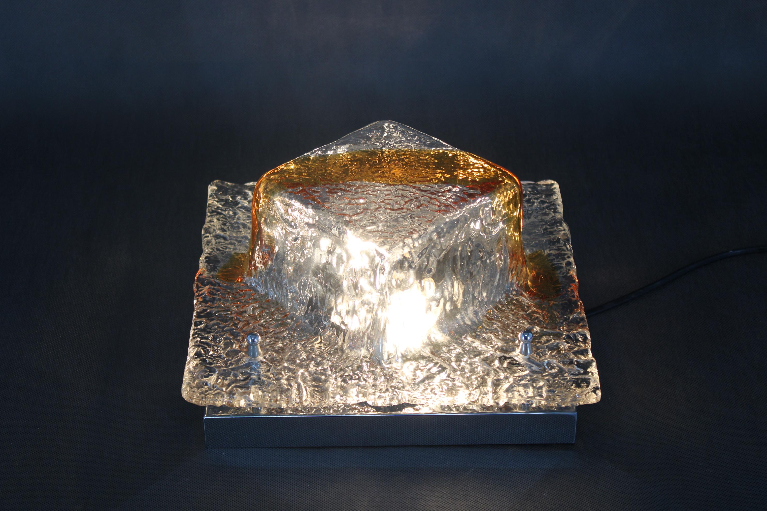 Lampe encastrée des années 1970 avec verre de Murano, Italie en vente 2