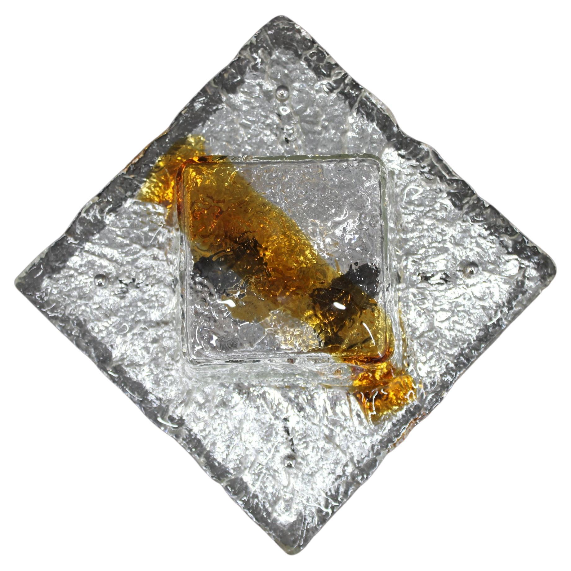 Lámpara empotrada de los años 70 con cristal de Murano , Italia