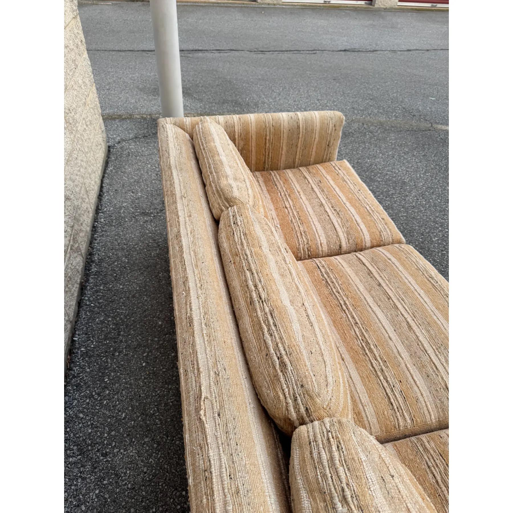 1970s Forecast Furniture Textured Tuxedo Sofa in Style of Milo Baughman 3