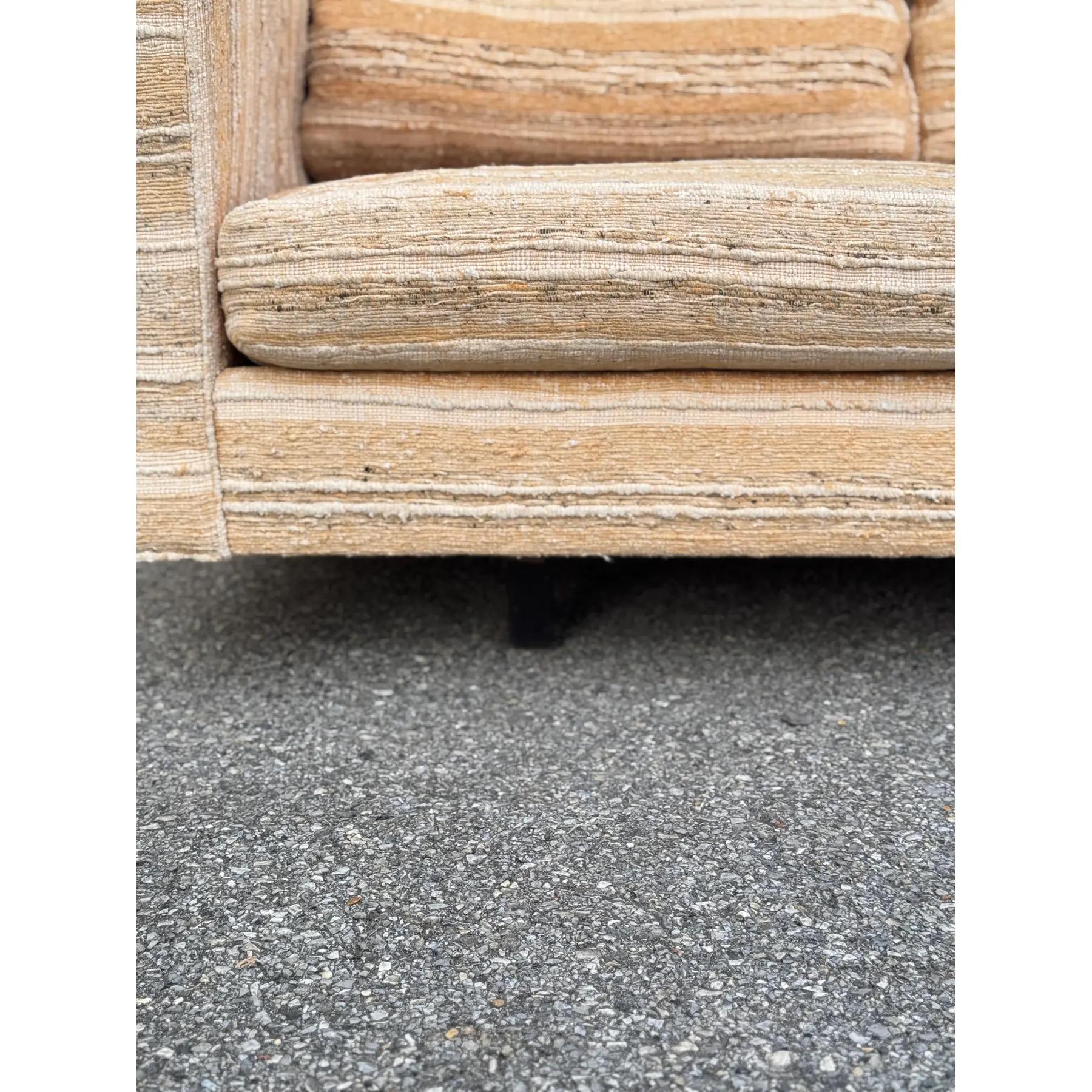 20th Century 1970s Forecast Furniture Textured Tuxedo Sofa in Style of Milo Baughman
