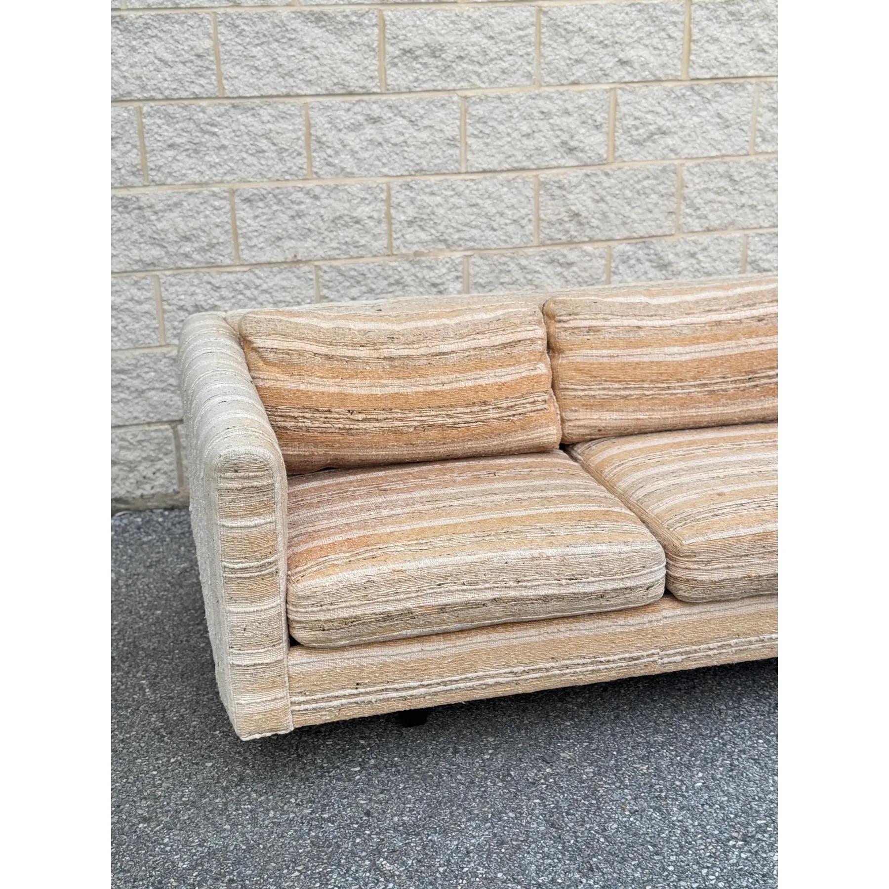1970s Forecast Furniture Textured Tuxedo Sofa in Style of Milo Baughman 2