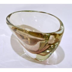 1970er Jahre Formia Italienisch Vintage Modern Rauchrosa Muranoglas Ovale Schale