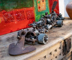 1970s Formula 1 Car Sculpture Made with Assorted Old Mechanical Metal Pieces