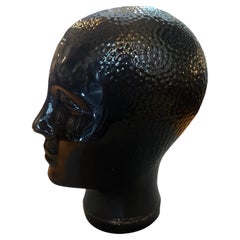 1970s Modernist Black Glass Head