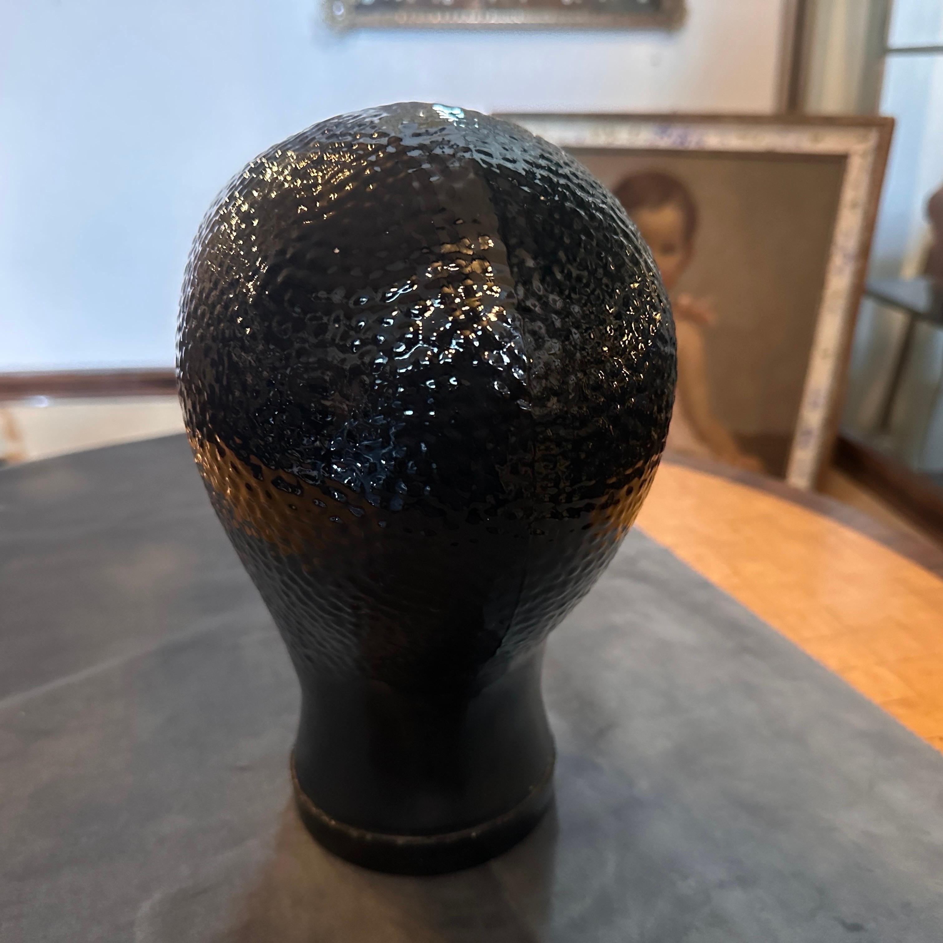 Late 20th Century 1970s Fornasetti Attributed Modernist Black Glass Head For Sale