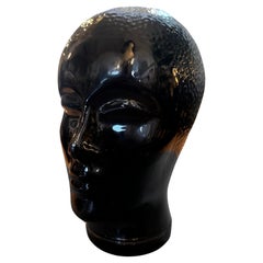 Vintage 1970s Fornasetti Attributed Modernist Black Glass Head