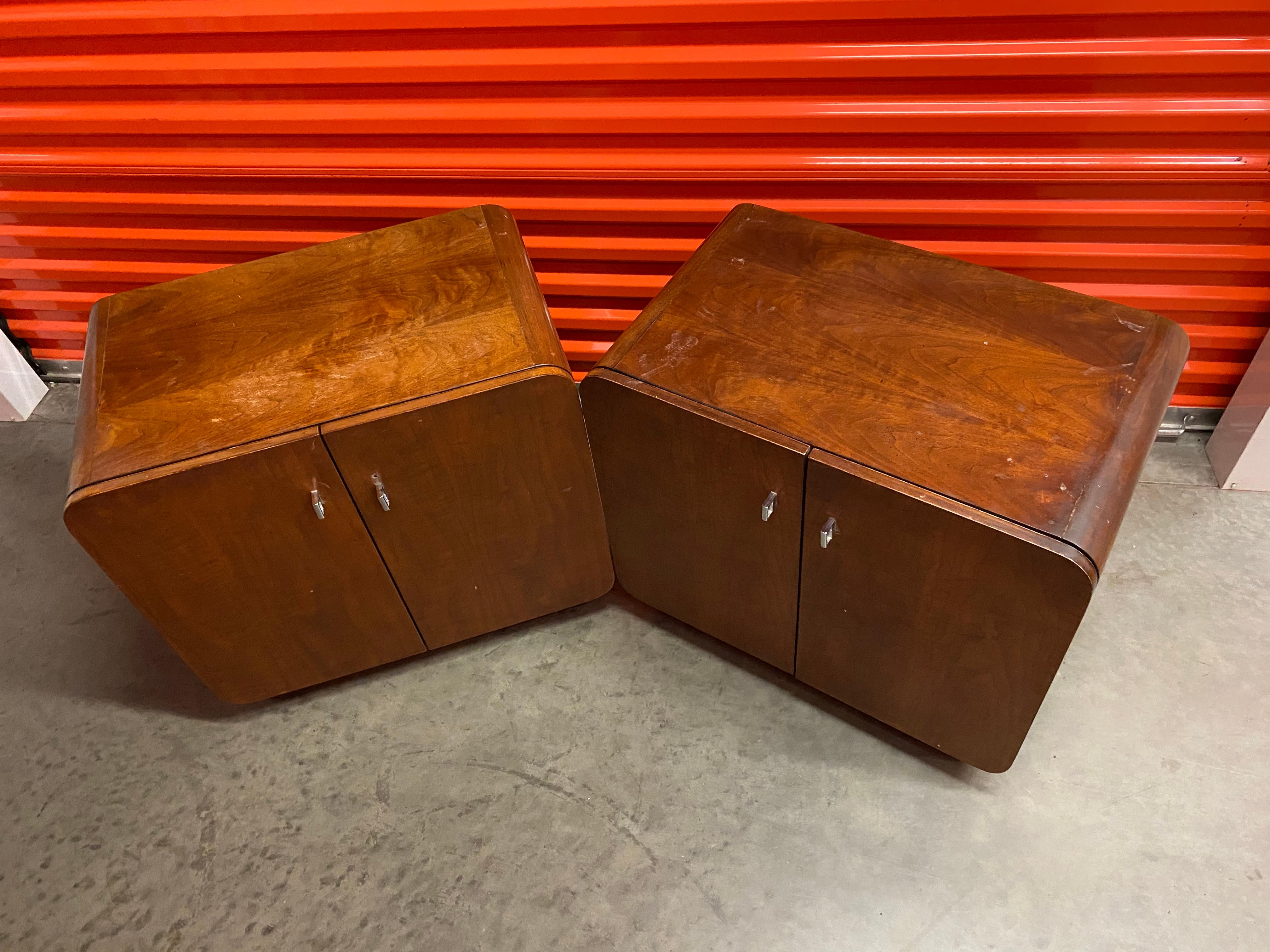Woodwork 1970s Founders Collection Mid-Century Nightstands, a Pair For Sale