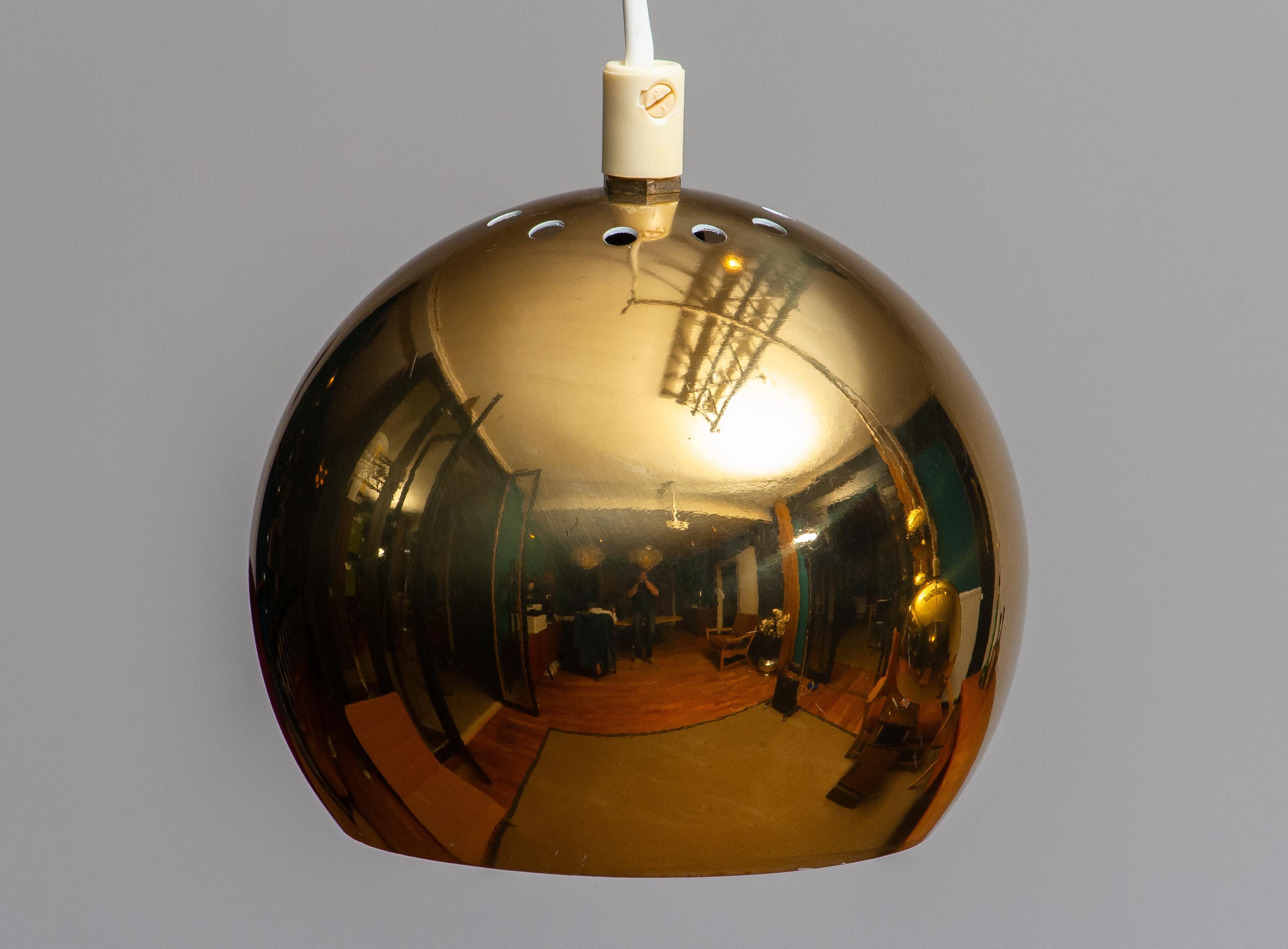 1970s, Four Brass Spherical or Globe Shape Swedish Pendants In Good Condition In Silvolde, Gelderland