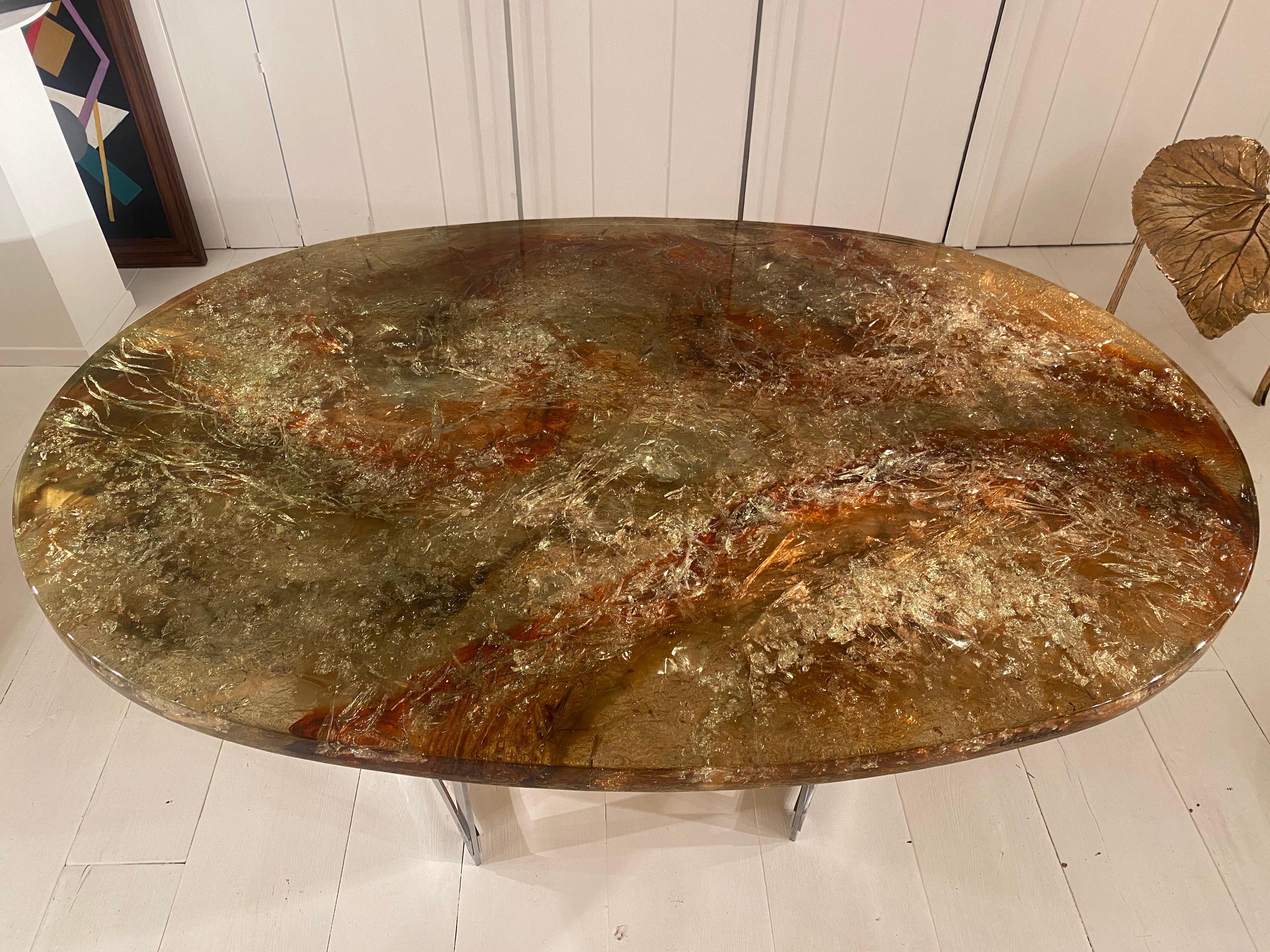 1970S Fractal Resin Table By Gilles Charbin 10