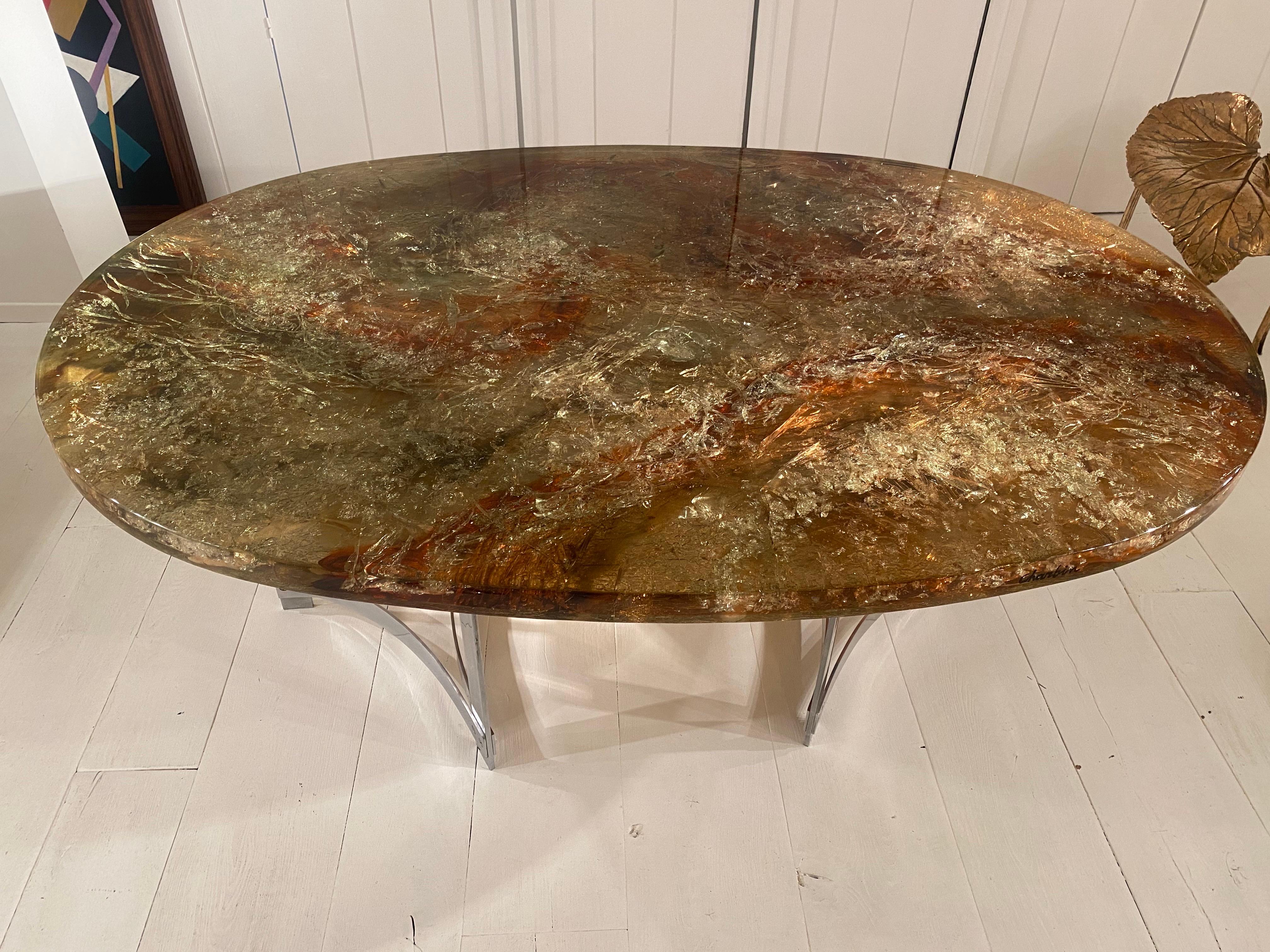 1970S Fractal Resin Table By Gilles Charbin In Good Condition In Saint-Ouen, FR