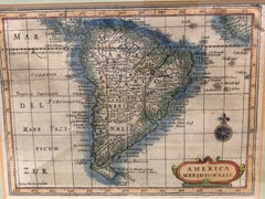1970s Framed Antique Map of America Meridionalis 1629 Original
