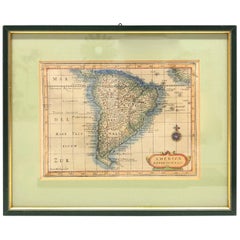 1970s Framed Antique Map of America Meridionalis 1629 Original