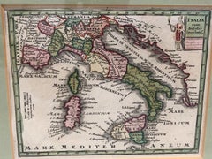1970s Framed Antique Map of Italy 1746 Original