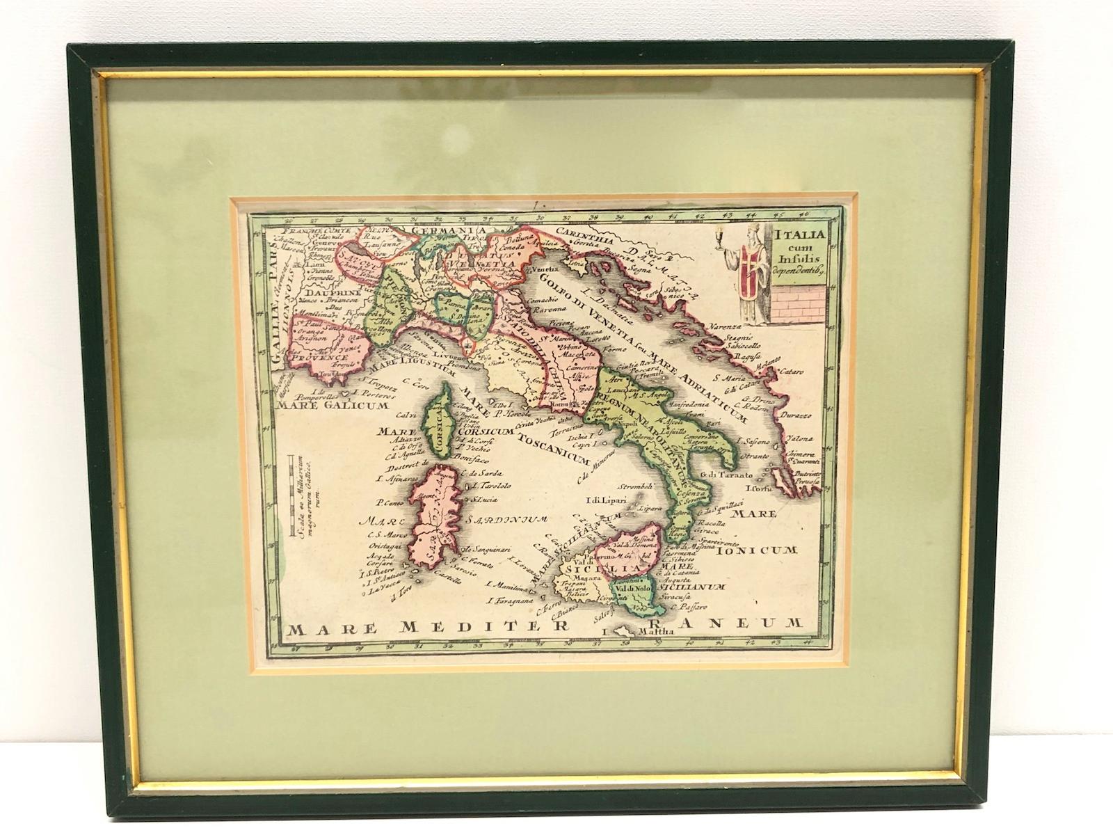 1970s Framed Antique Map of Italy 1746 Original For Sale 2