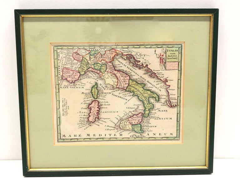1970s Framed Antique Map of Italy 1746 Original For Sale 4