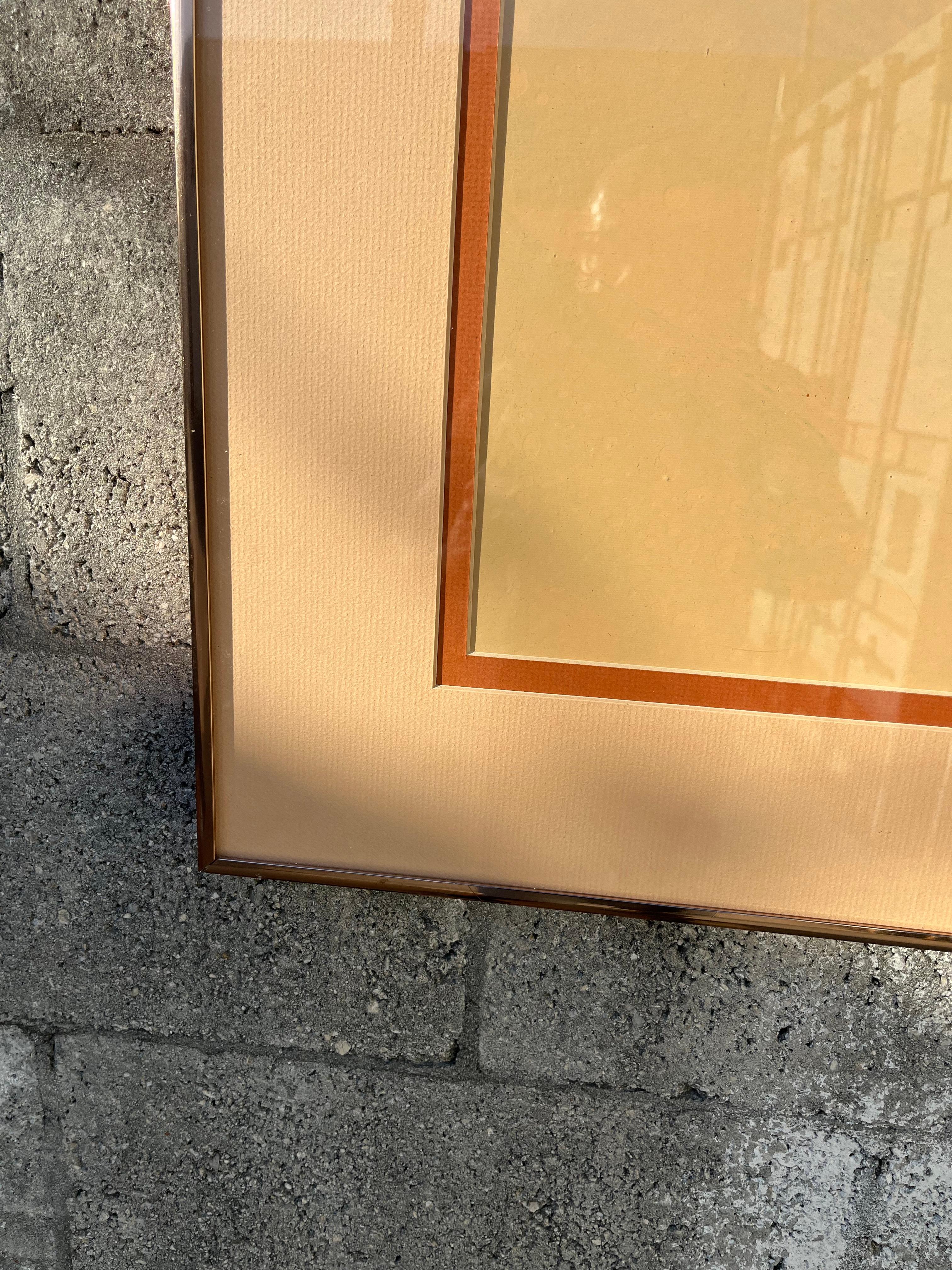 Lithographie monochrome en terre de Sienne brûlée encadrée des années 1970. en vente 6