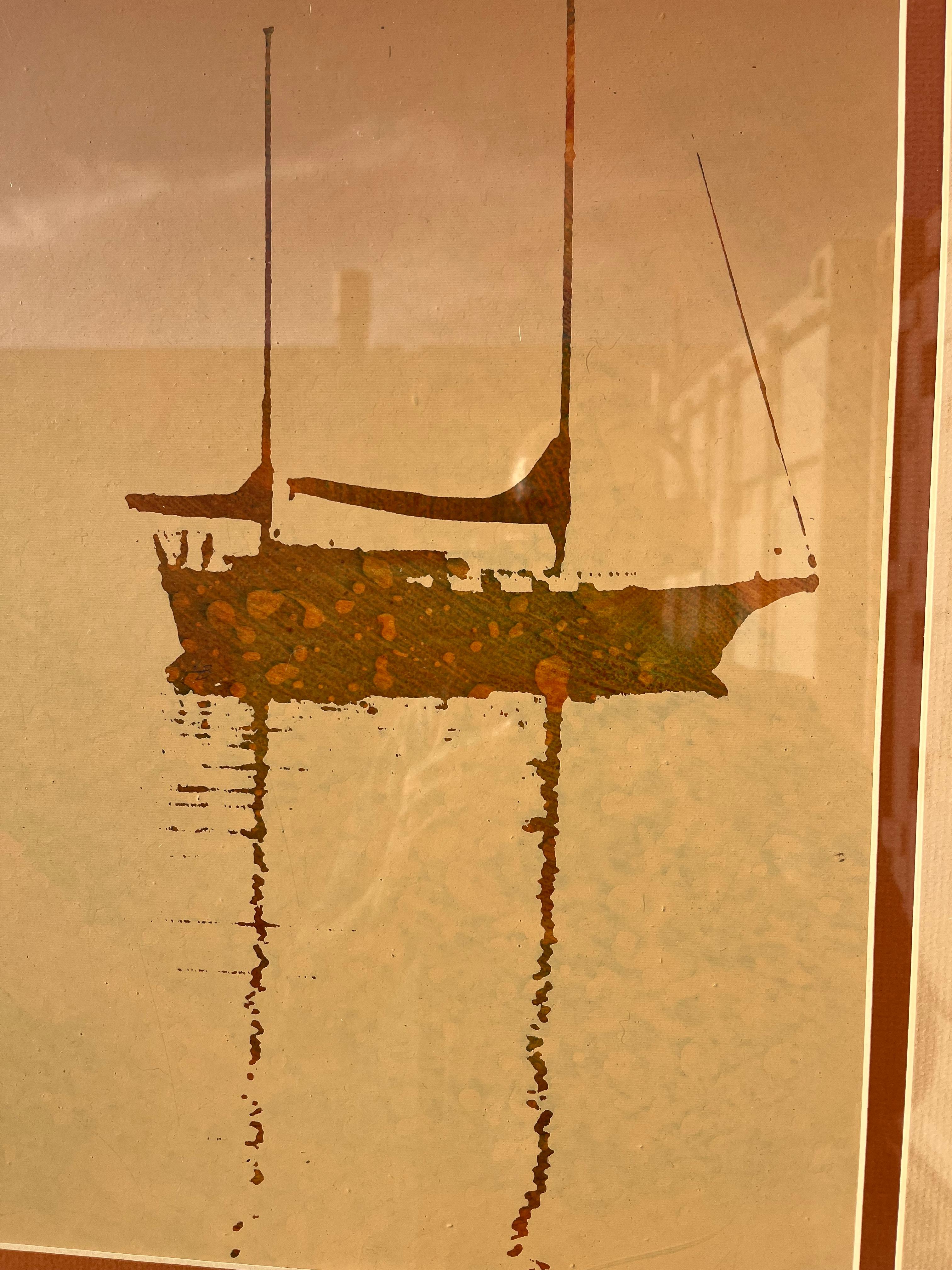 Lithographie monochrome en terre de Sienne brûlée encadrée des années 1970. en vente 10