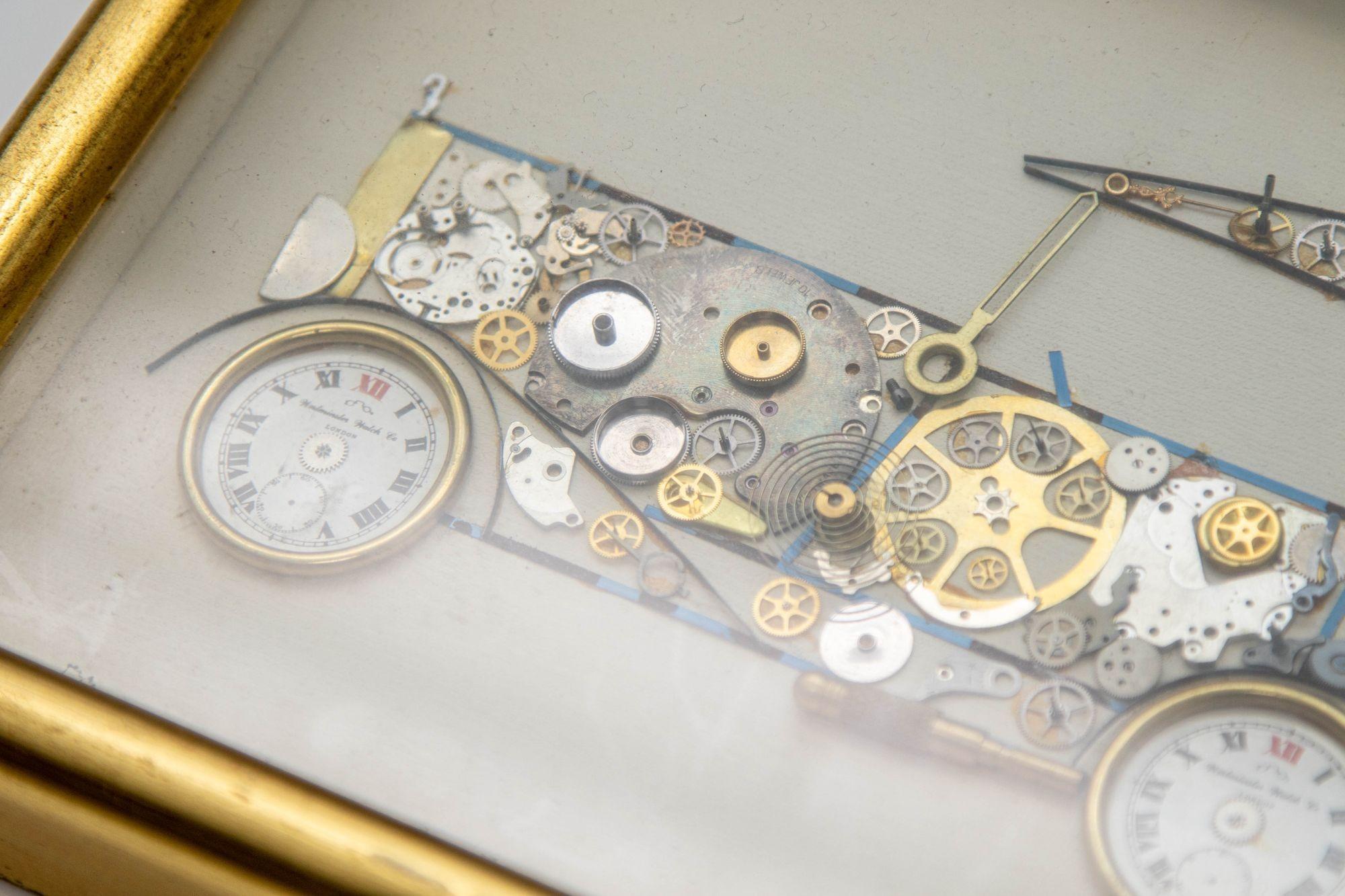 1970s Framed L. Kersh of London Horological Collage Mercedes Benz 1923 Signed 3