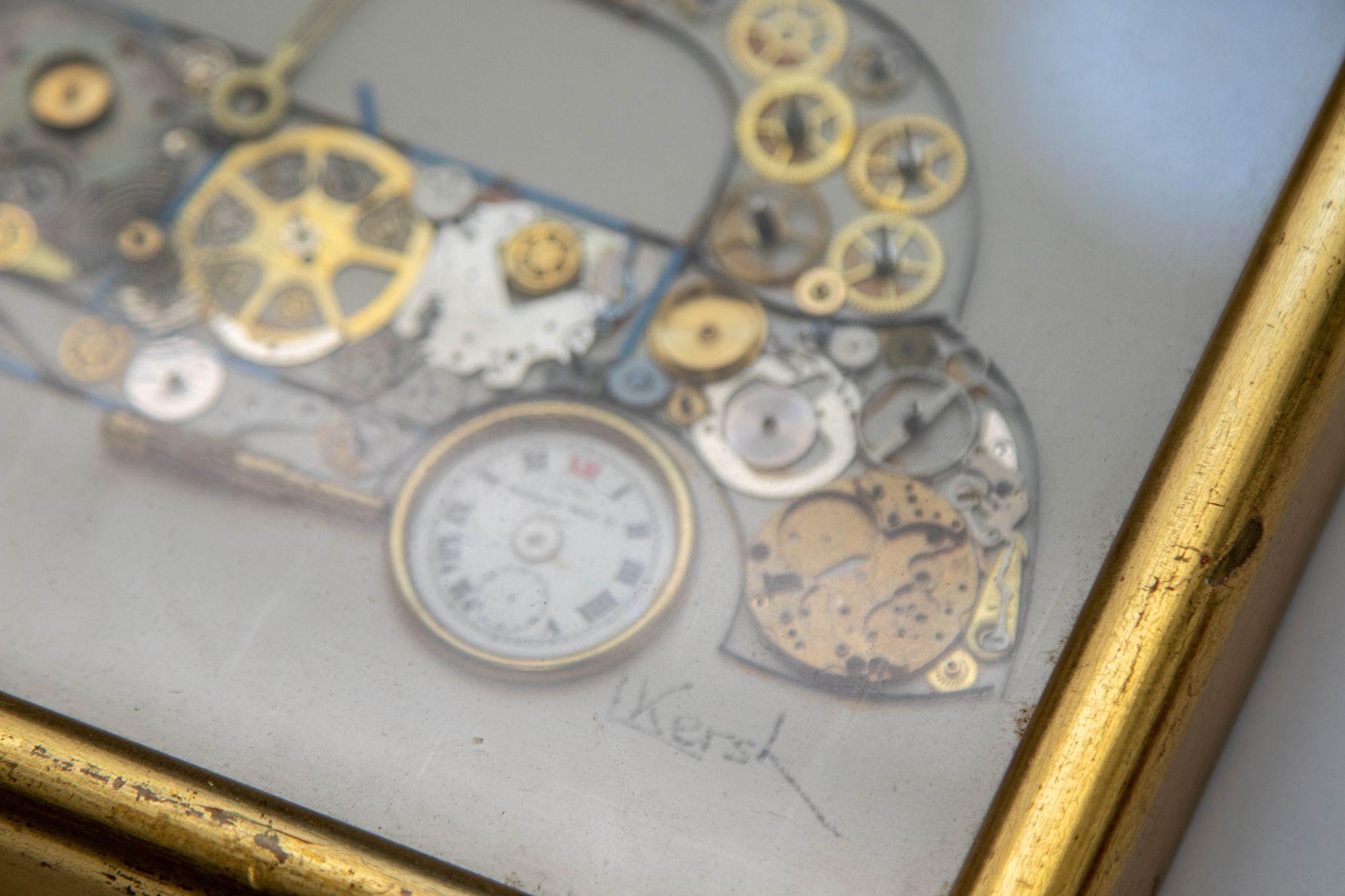 Hand-Crafted 1970s Framed L. Kersh of London Horological Collage Mercedes Benz 1923 Signed