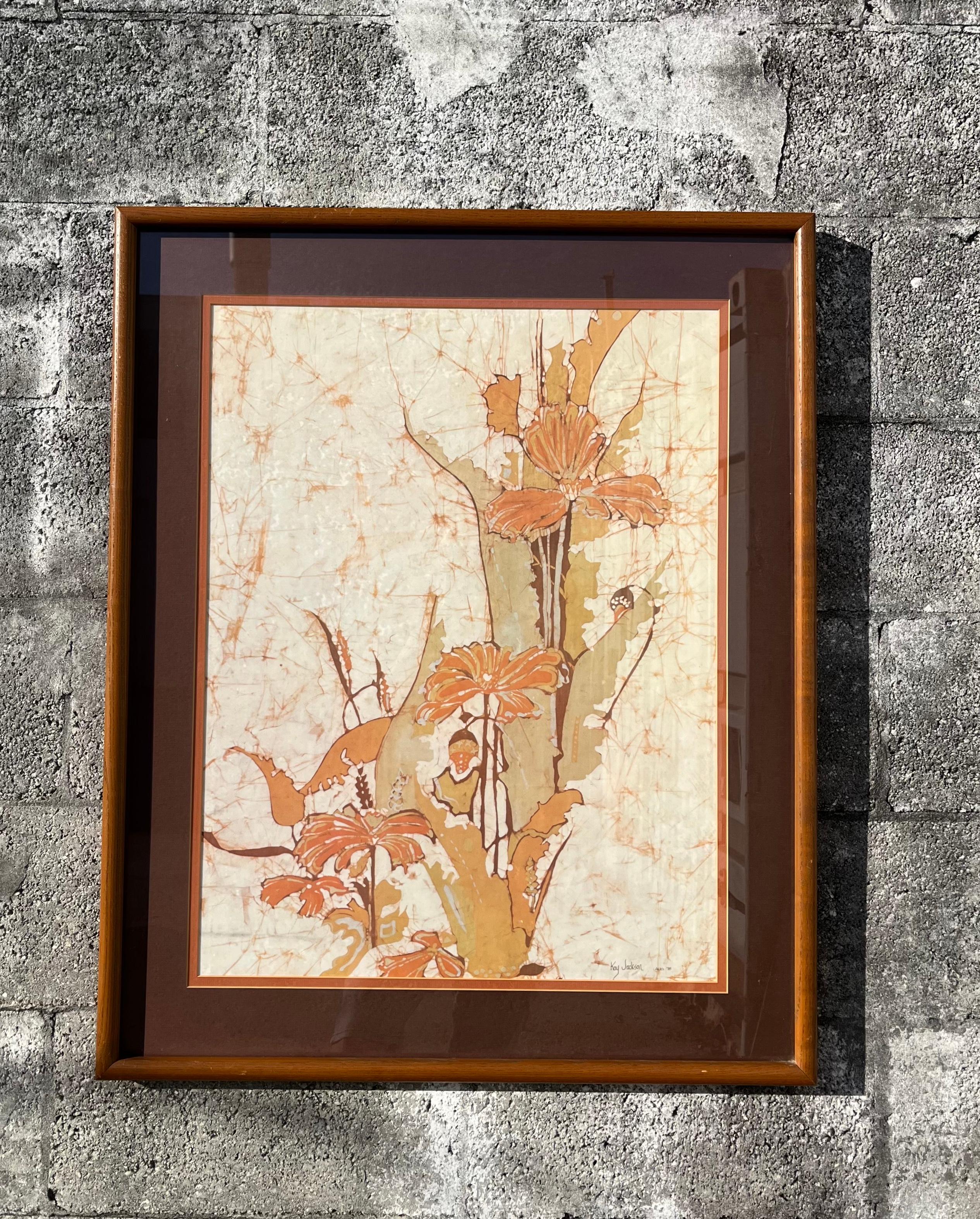 Mid-Century Modern Lithographie encadrée des années 1970 de l'artiste américain Kay Jackson. en vente