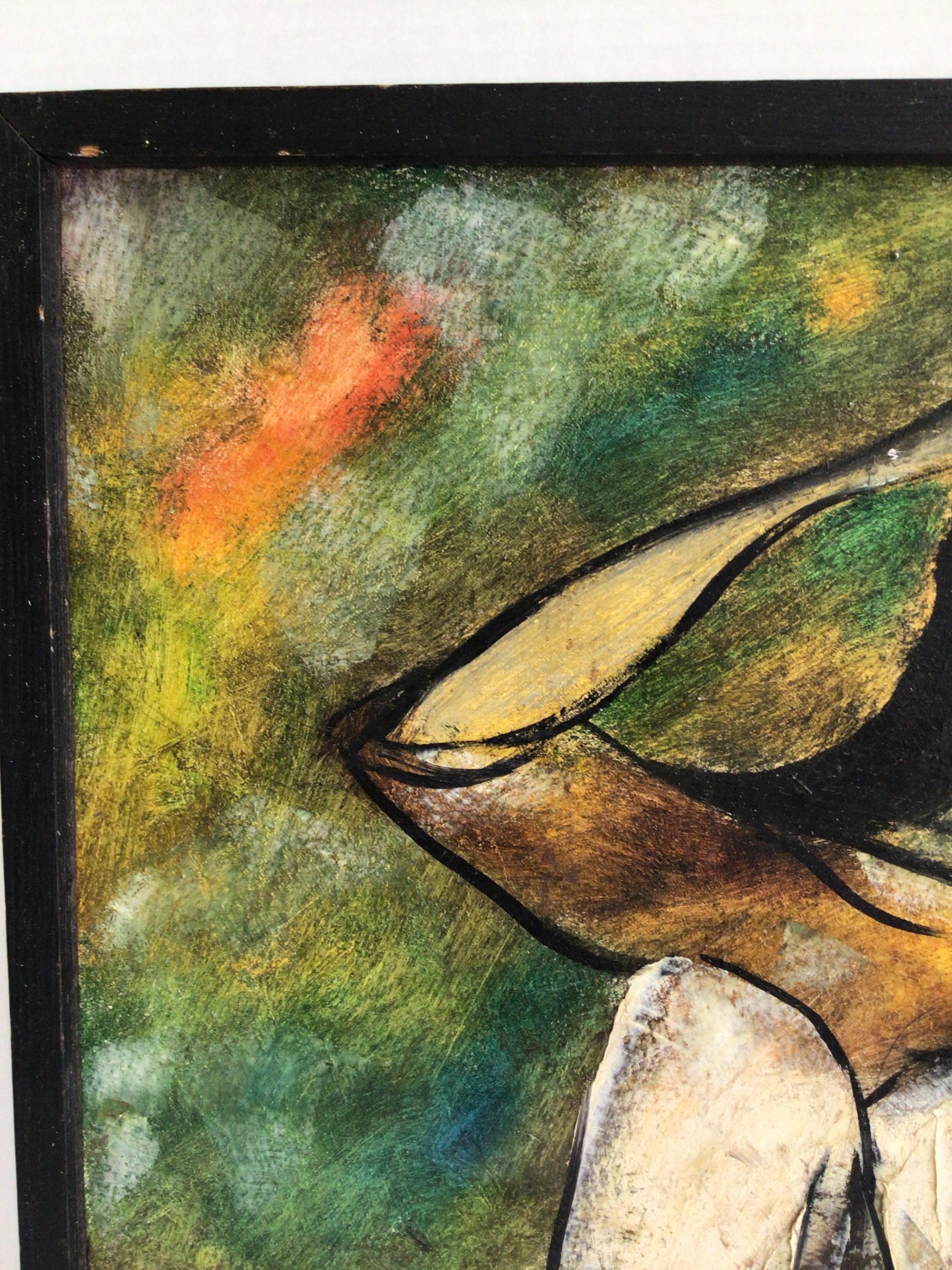 1970s Framed Oil Painting on Canvas of Woman Sitting For Sale 1