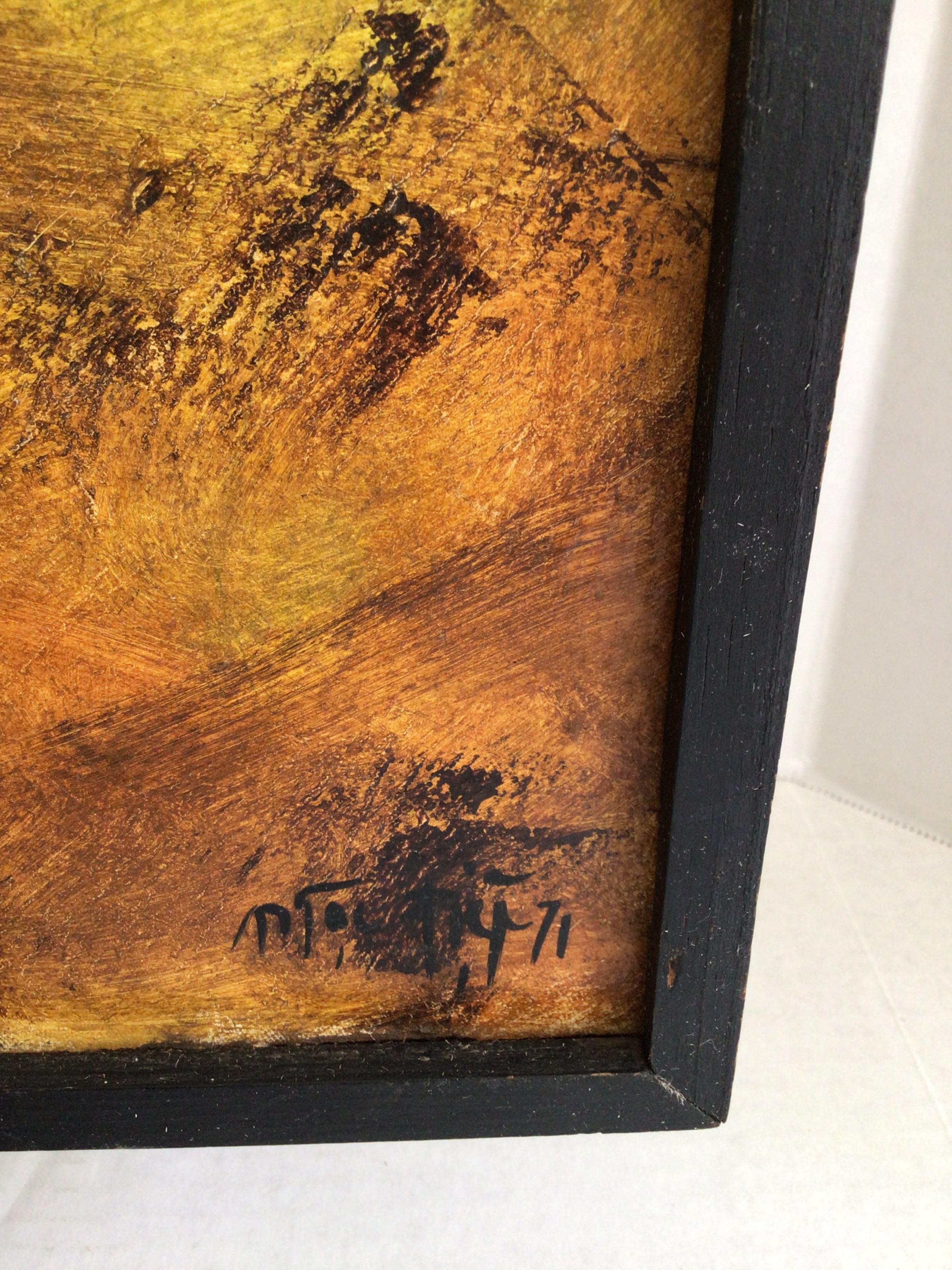 1970s Framed Oil Painting on Canvas of Woman Sitting For Sale 3