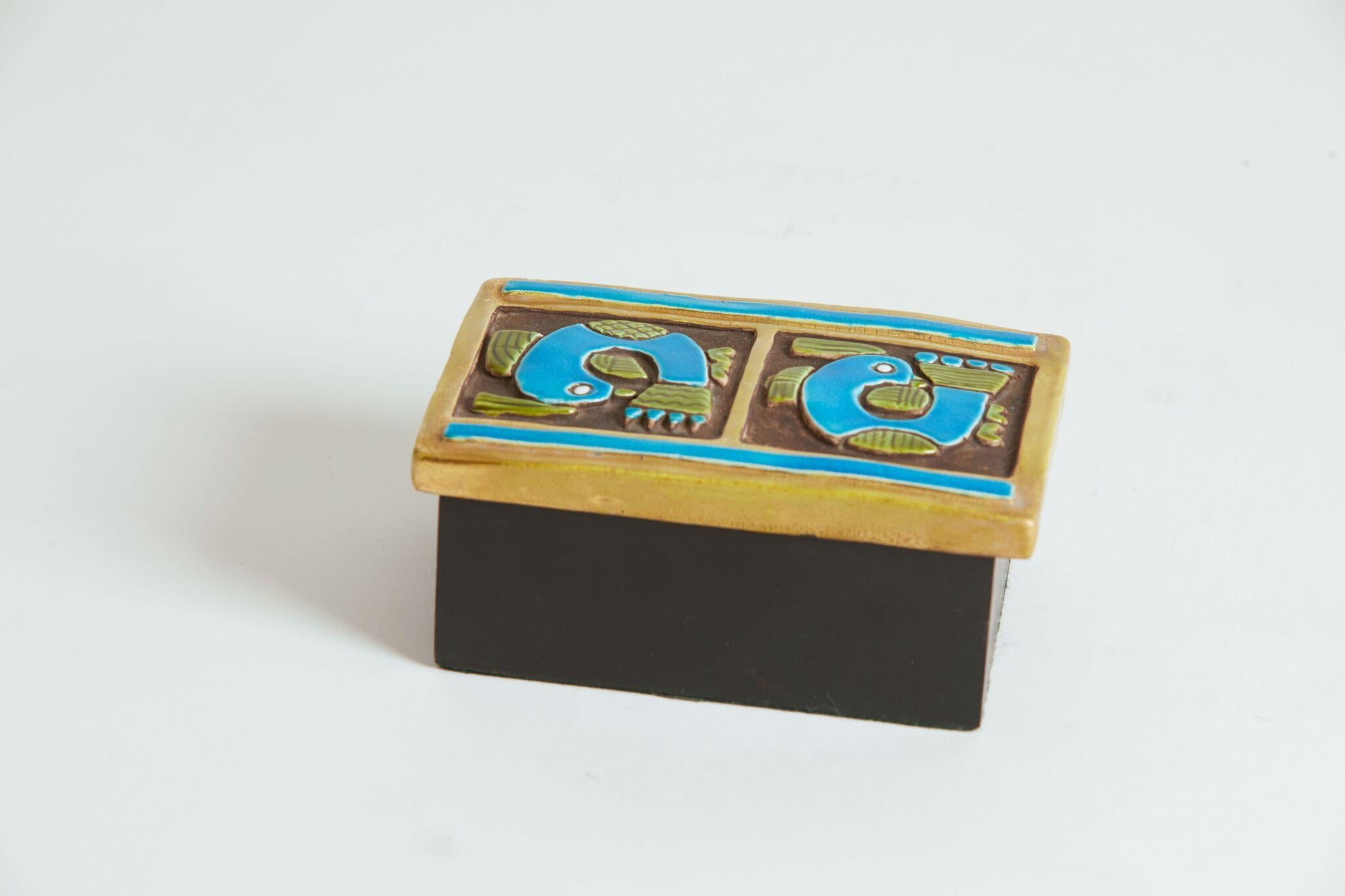 1970s France Francois lembo box with blue bird motif small scale.