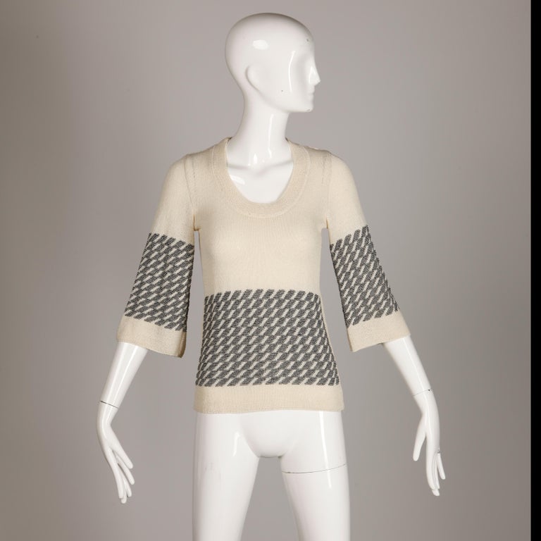 1970s Franck Olivier Vintage Bell Sleeve Sweater For Sale 2