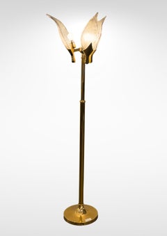 1970s Franco Luce Murano Glass Organic Petal Floor Lamp