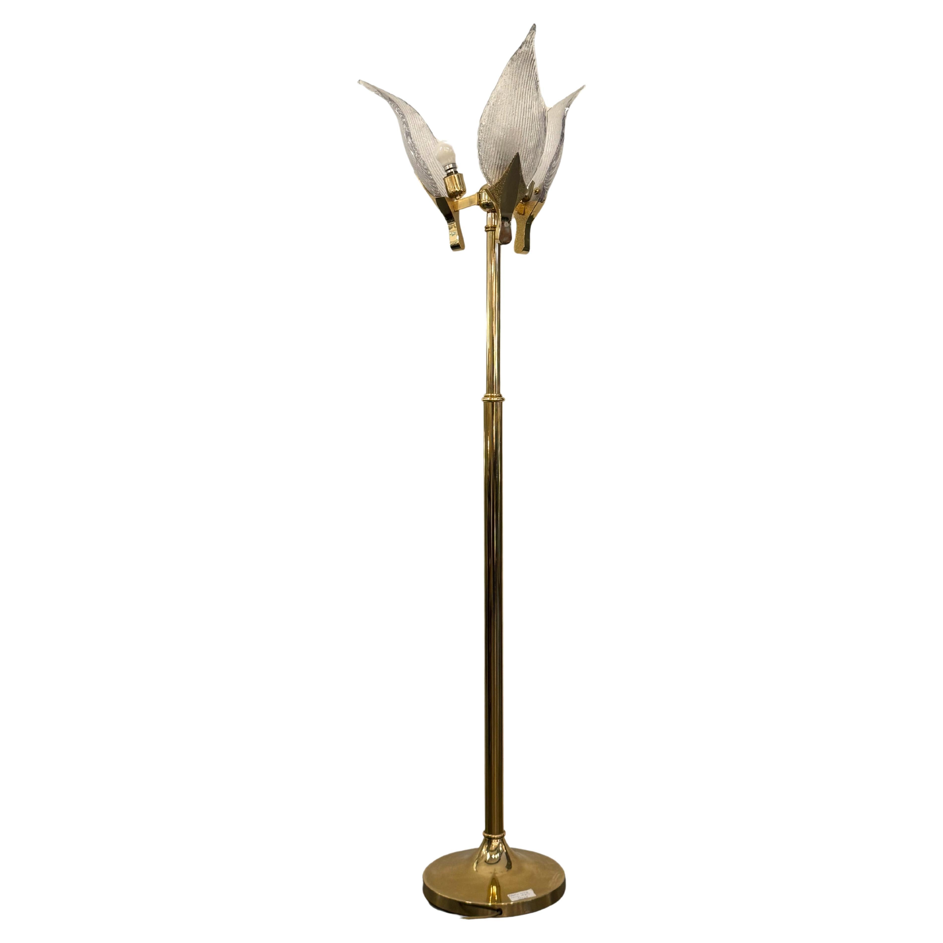 1970s Franco Luce Murano Glass Organic Petal Floor Lamp