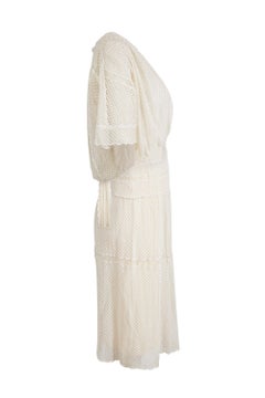 1970s Frank Usher Cream Lace Dress With Bolero