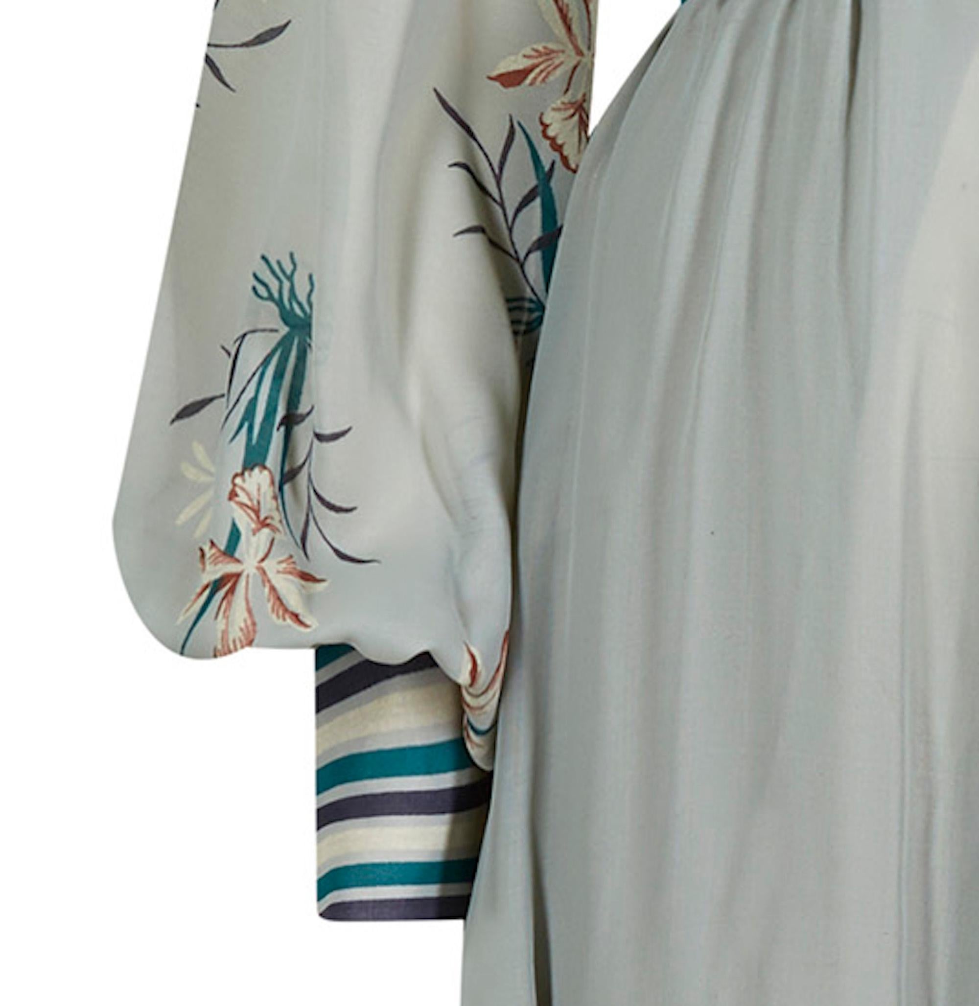 1970s Frank Usher Seafoam Chiffon Maxi Dress In Excellent Condition In London, GB