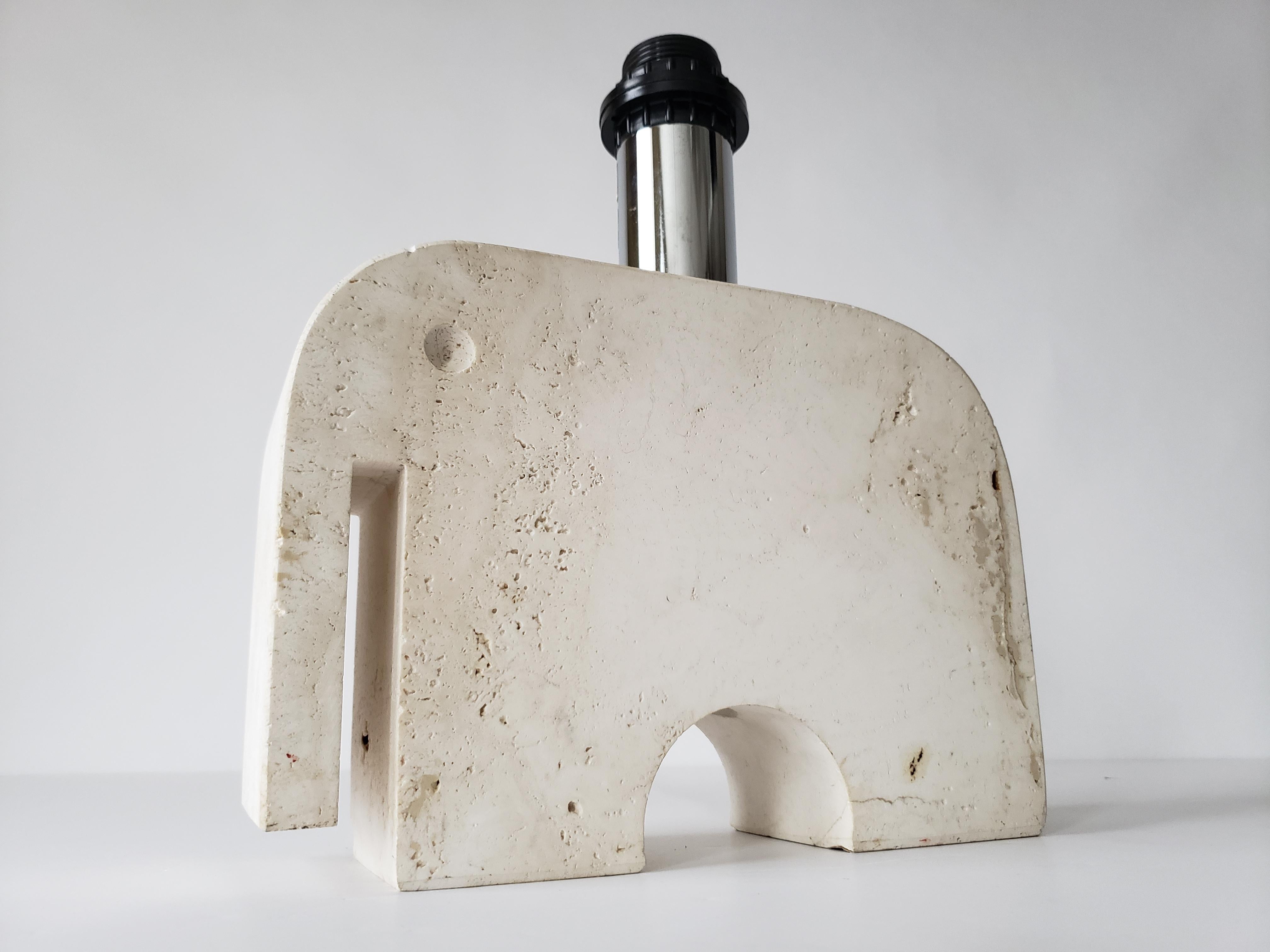 Mid-Century Modern 1970s Fratelli Manelli Travertine Elephant Table Lamp, Italy