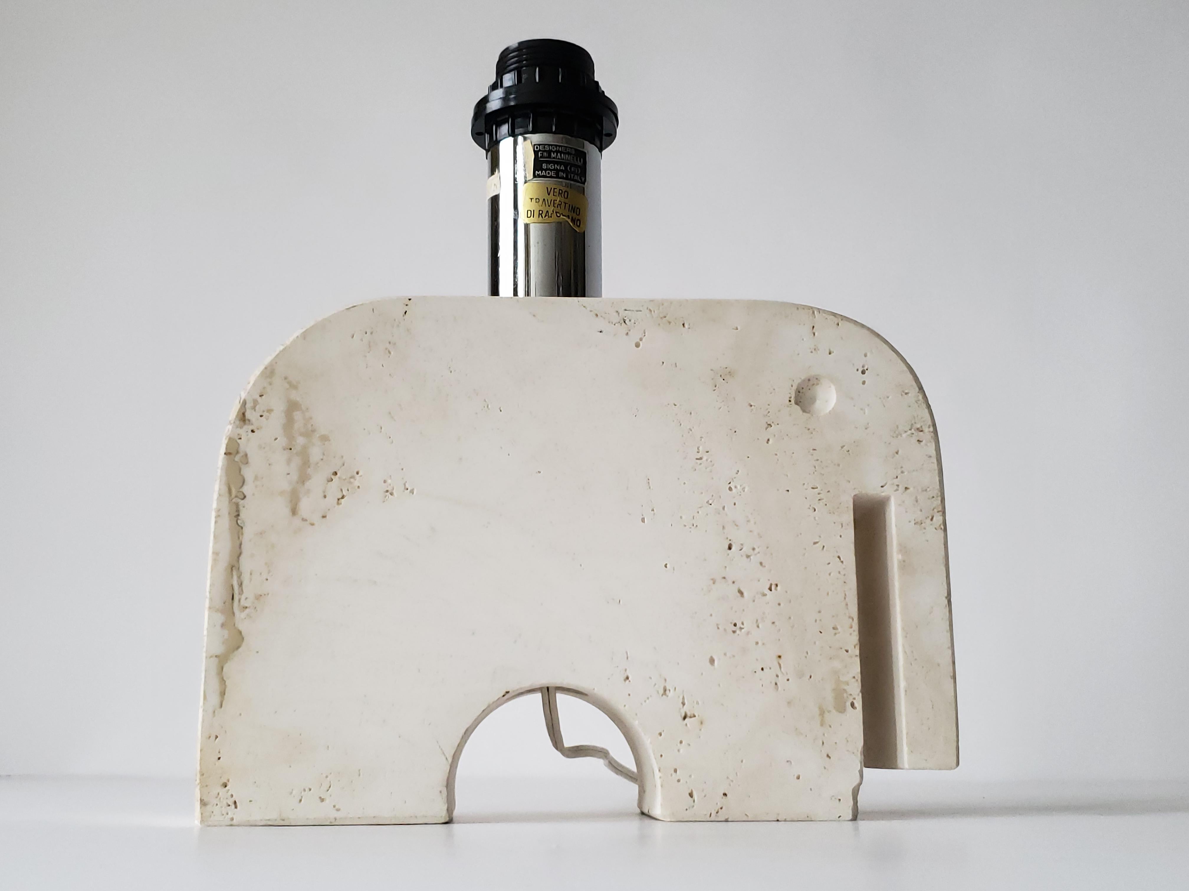 Late 20th Century 1970s Fratelli Manelli Travertine Elephant Table Lamp, Italy