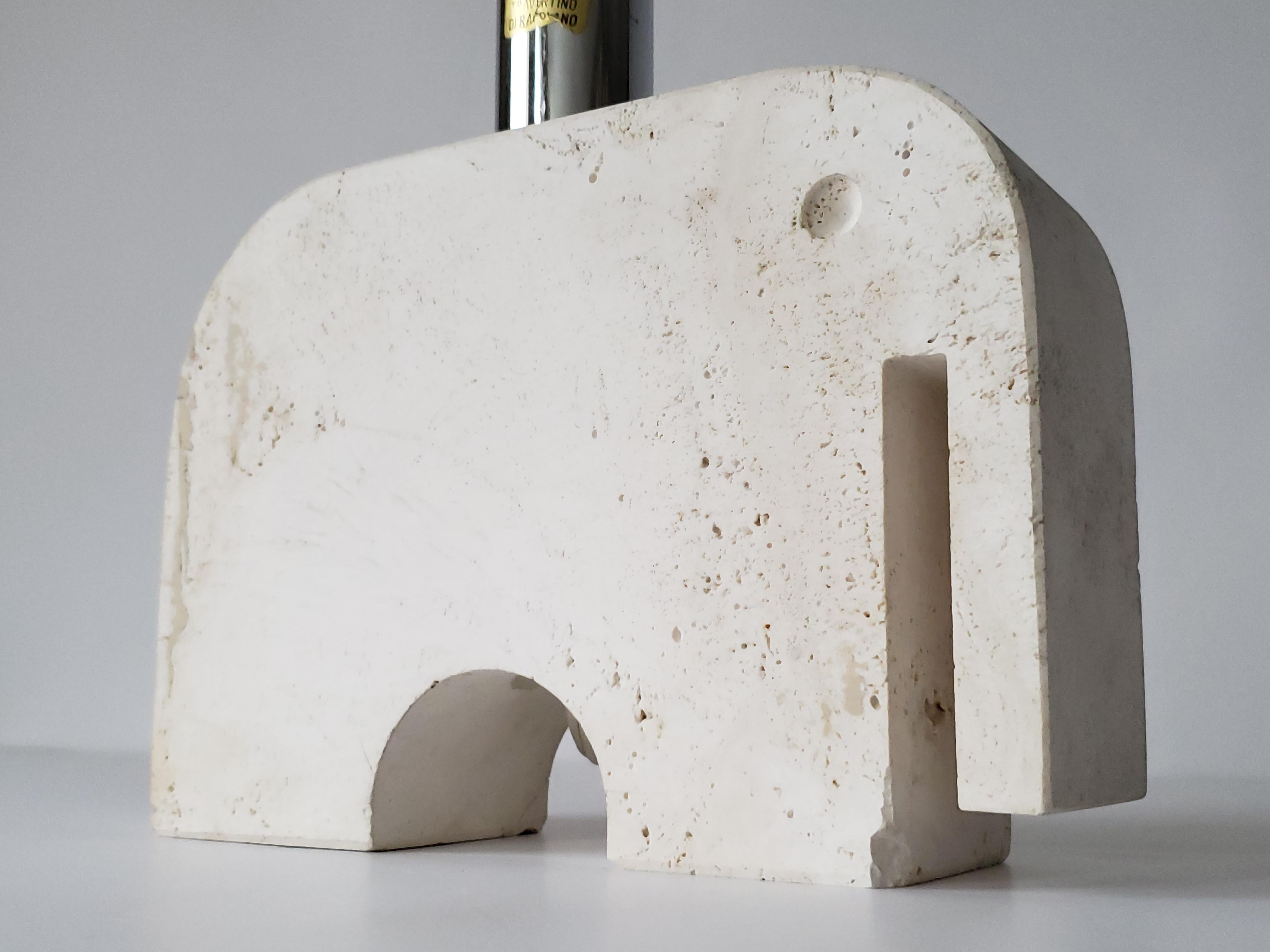 1970s Fratelli Manelli Travertine Elephant Table Lamp, Italy 2