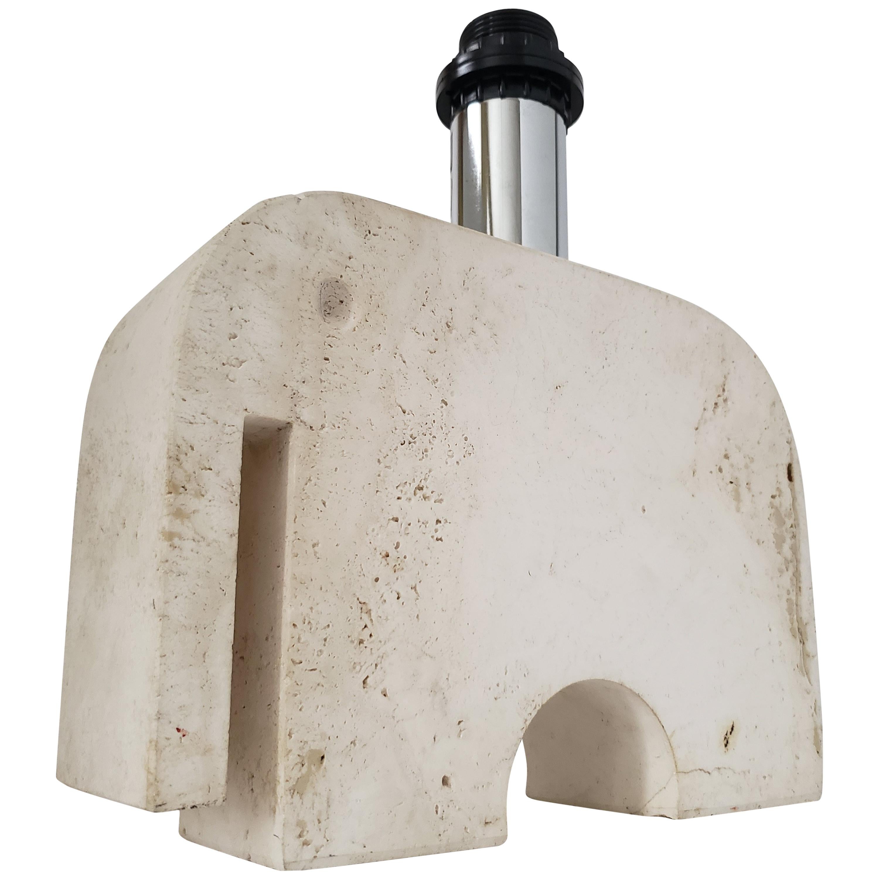 1970s Fratelli Manelli Travertine Elephant Table Lamp, Italy