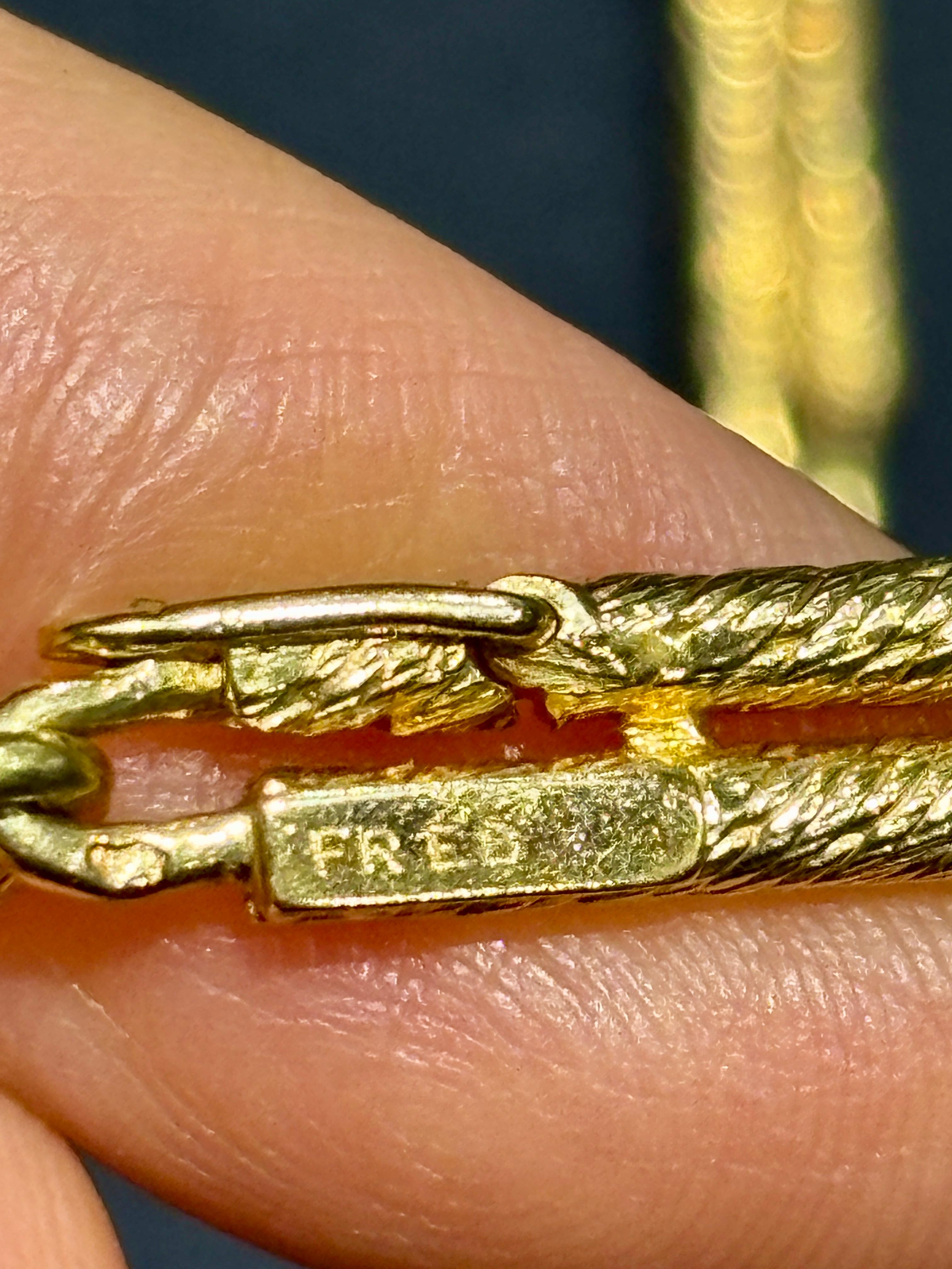 1970's Fred Paris 18k gold, onyx, coral and diamond sautoire For Sale 2