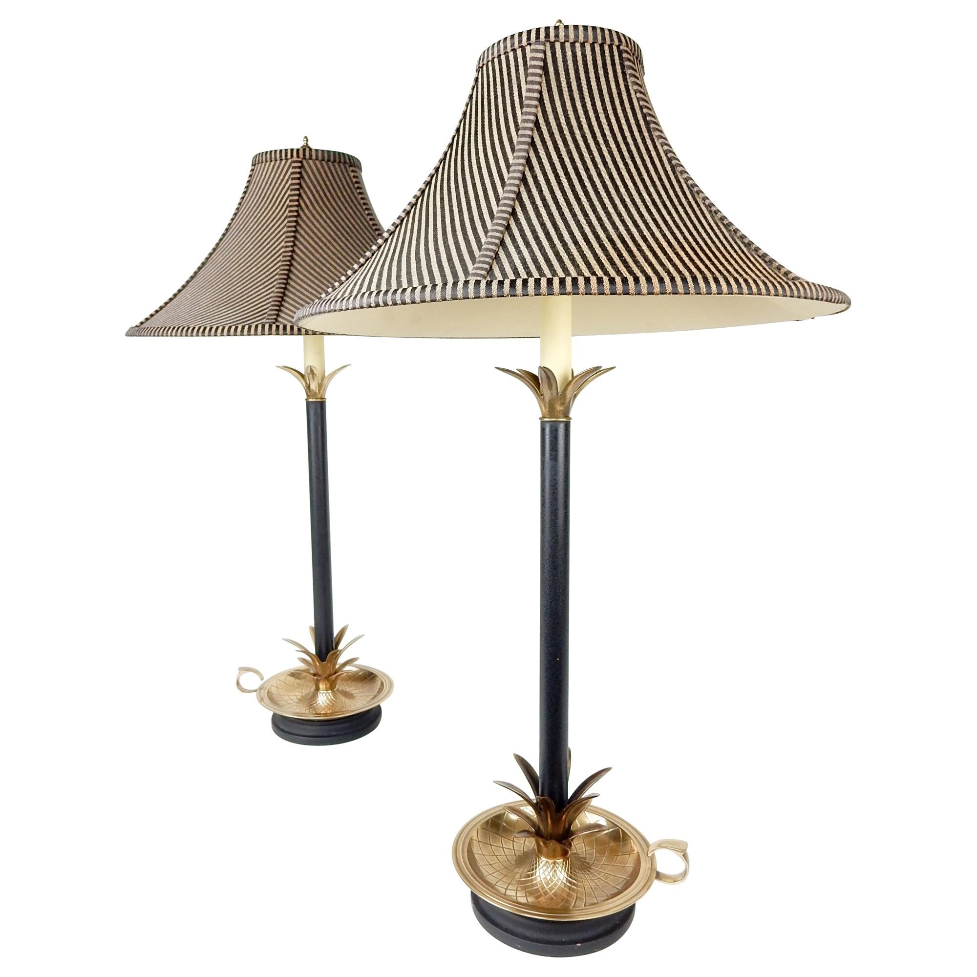 1970s Frederick Cooper Brass Pineapple Table Lamps