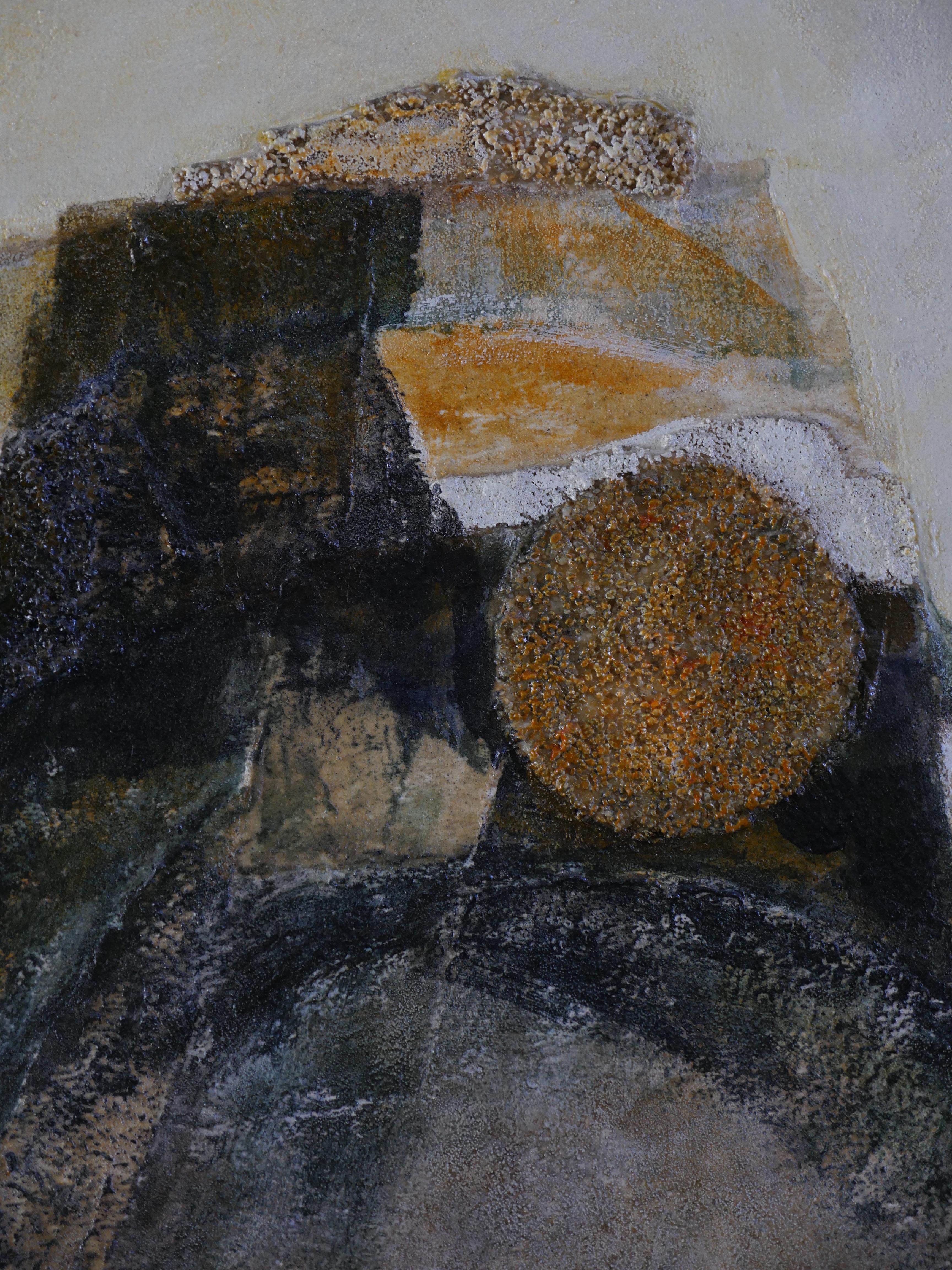 Peinture abstraite à l'acrylique et à l'agrégat sur toile de Frederick Terna (8 octobre 1923 - 8 décembre 2022) intitulée 