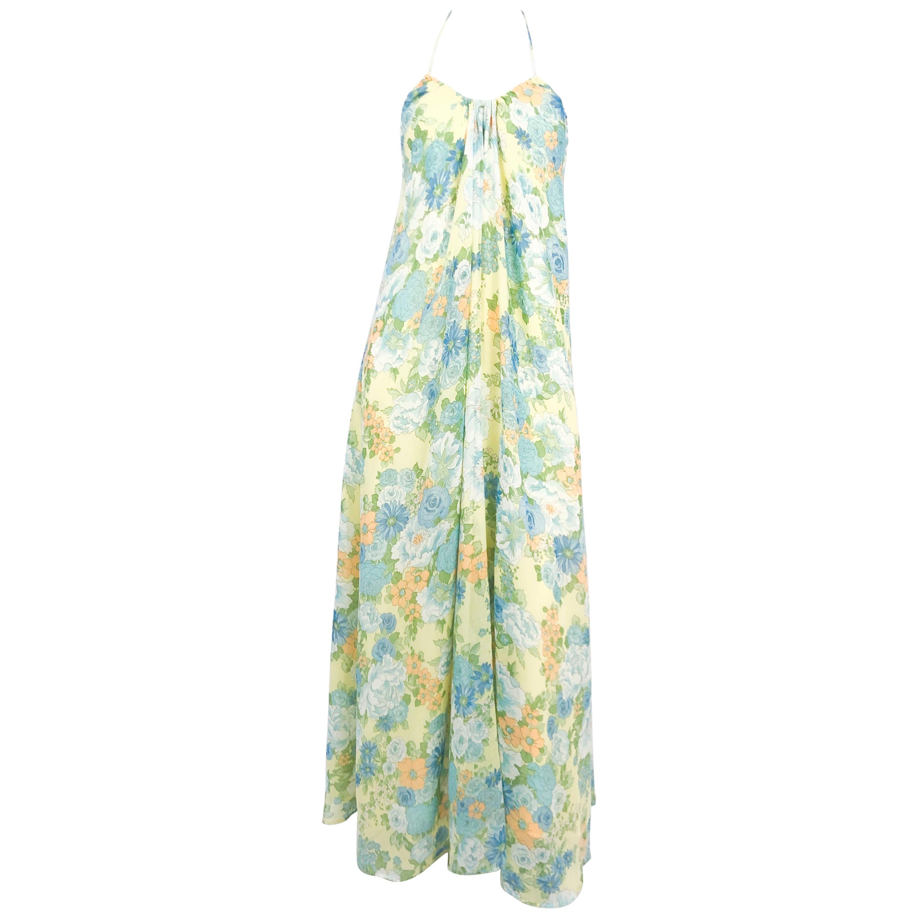 1960s Multi-Color Cotton Floral Print Maxi by Shifts International of ...