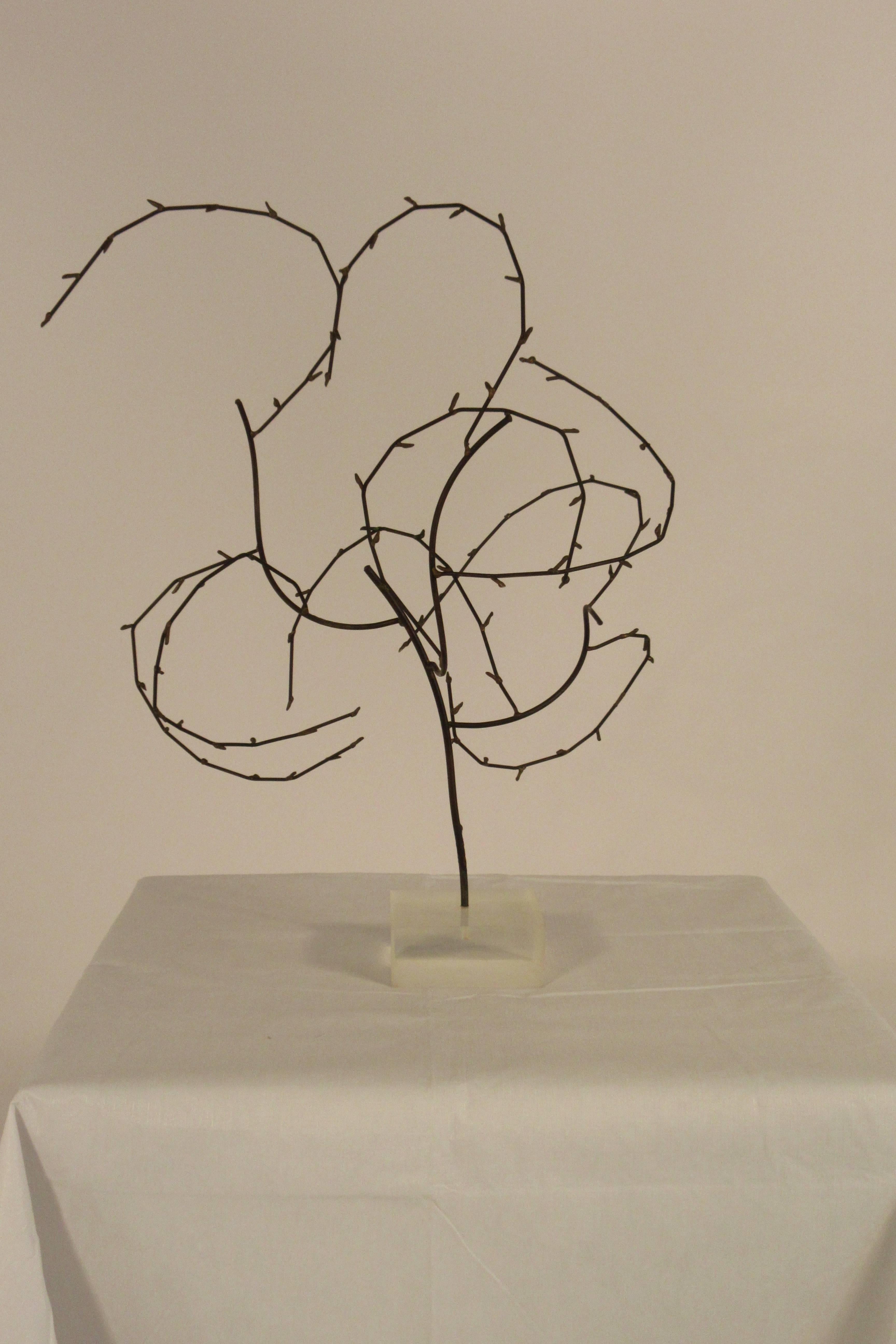 Late 20th Century 1970s Free-Form Abstract Sculpture on Lucite Base For Sale