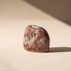 1970s Freeform Ceramic Soliflore Vase – Pink and Beige Glaze, Mid-Century Modern