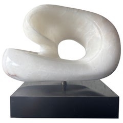 1970s Freeform Modernist Carved Marble Sculpture in the Style of Henry Moore