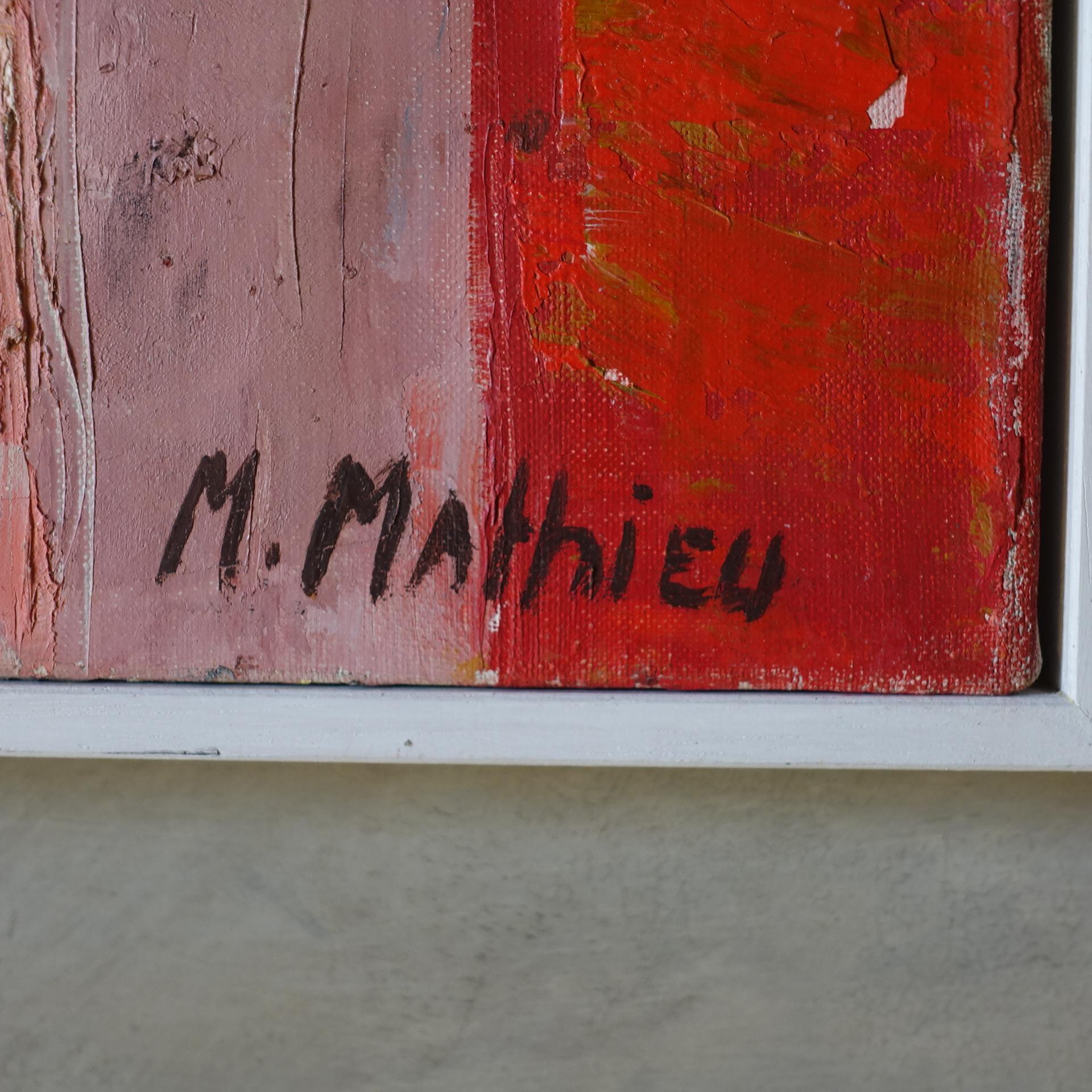 1970s French Abstract Painting Colored Acrylics on Canvas, Signed M.Mathieu For Sale 3