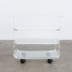 1970s French Acrylic Rolling Cart