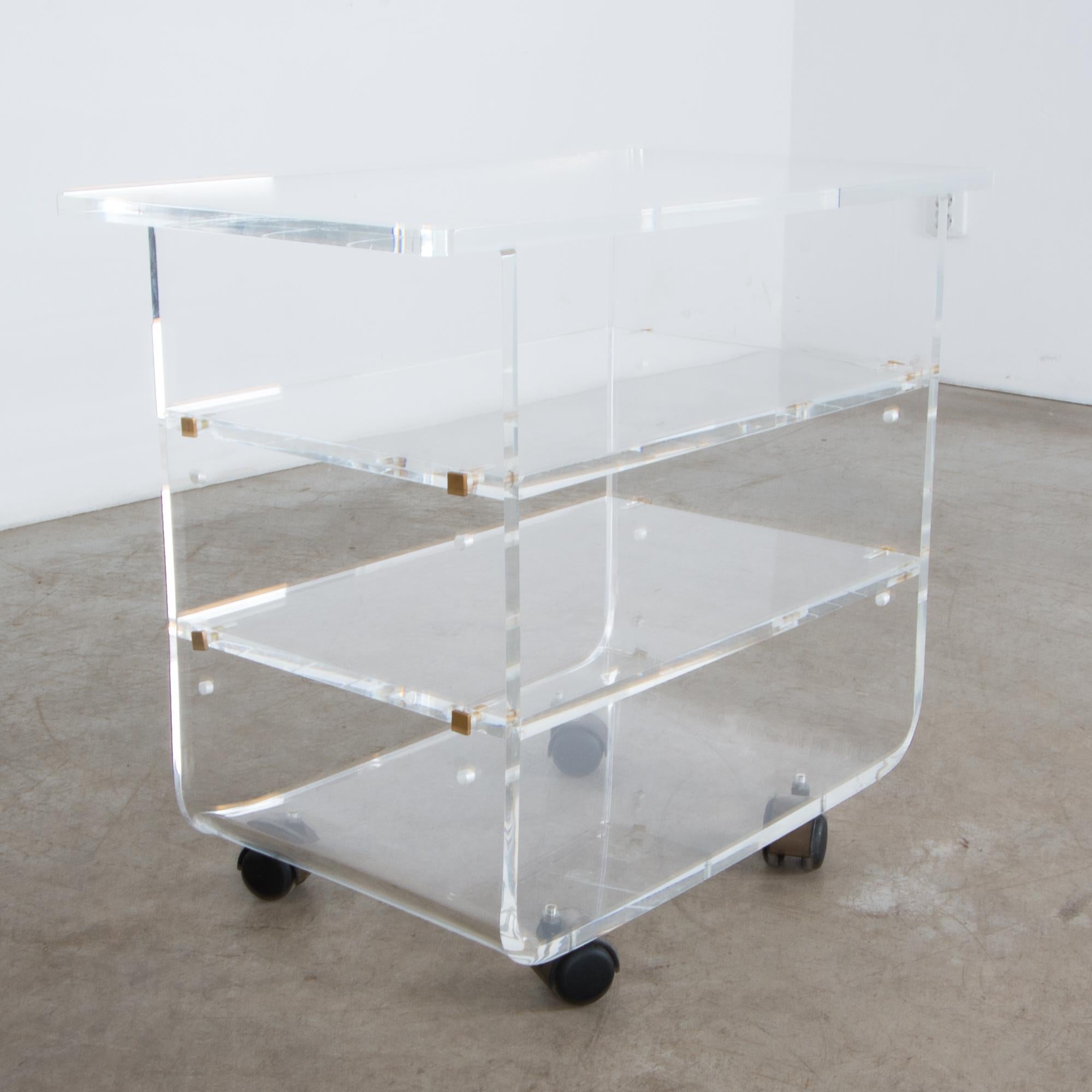 Space Age 1970s French Acrylic Rolling Cart