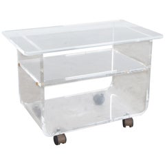 1970s French Acrylic Rolling Cart