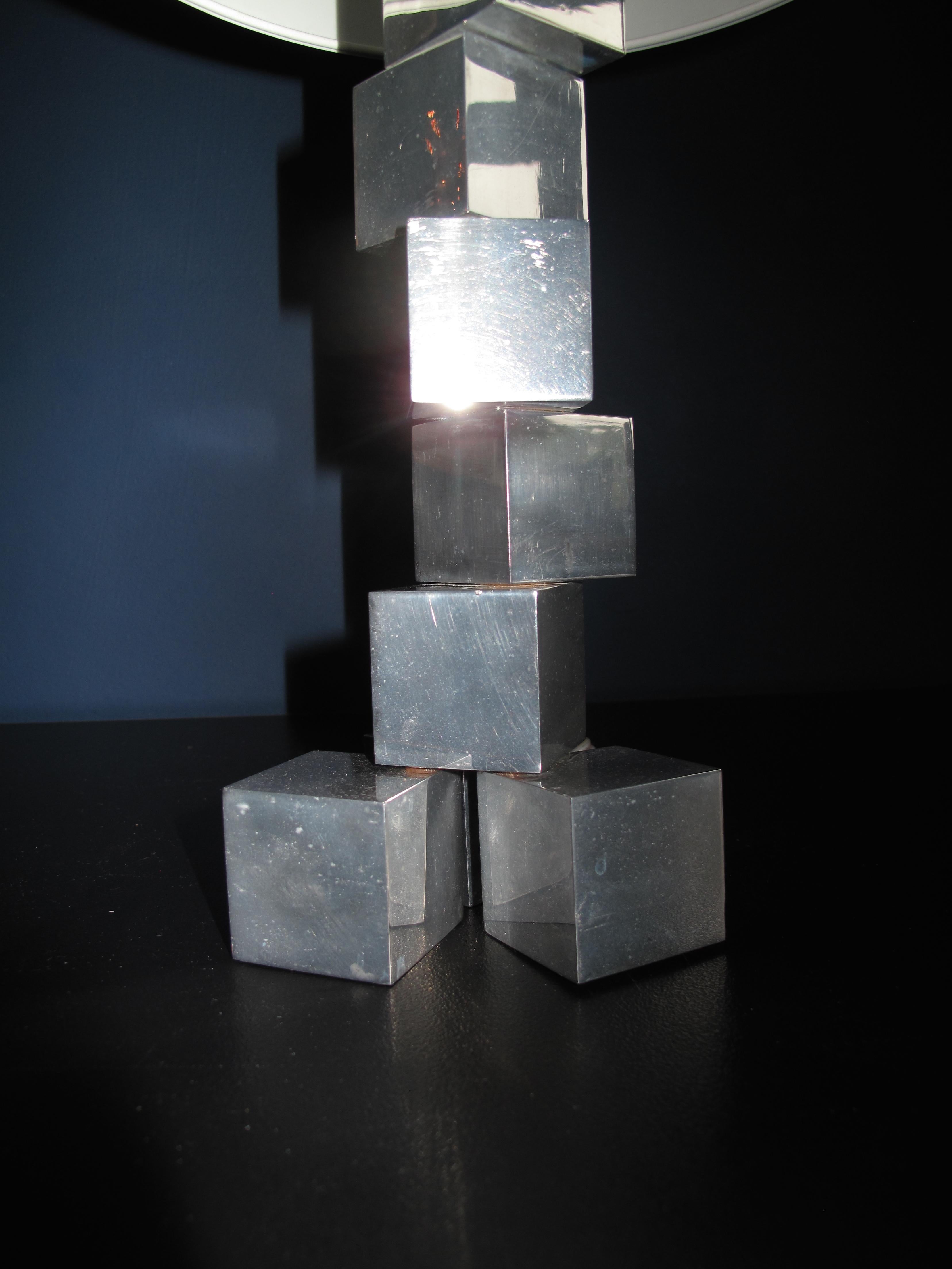 Modern 1970s French Adjustable Stacking Cube Table Lamp